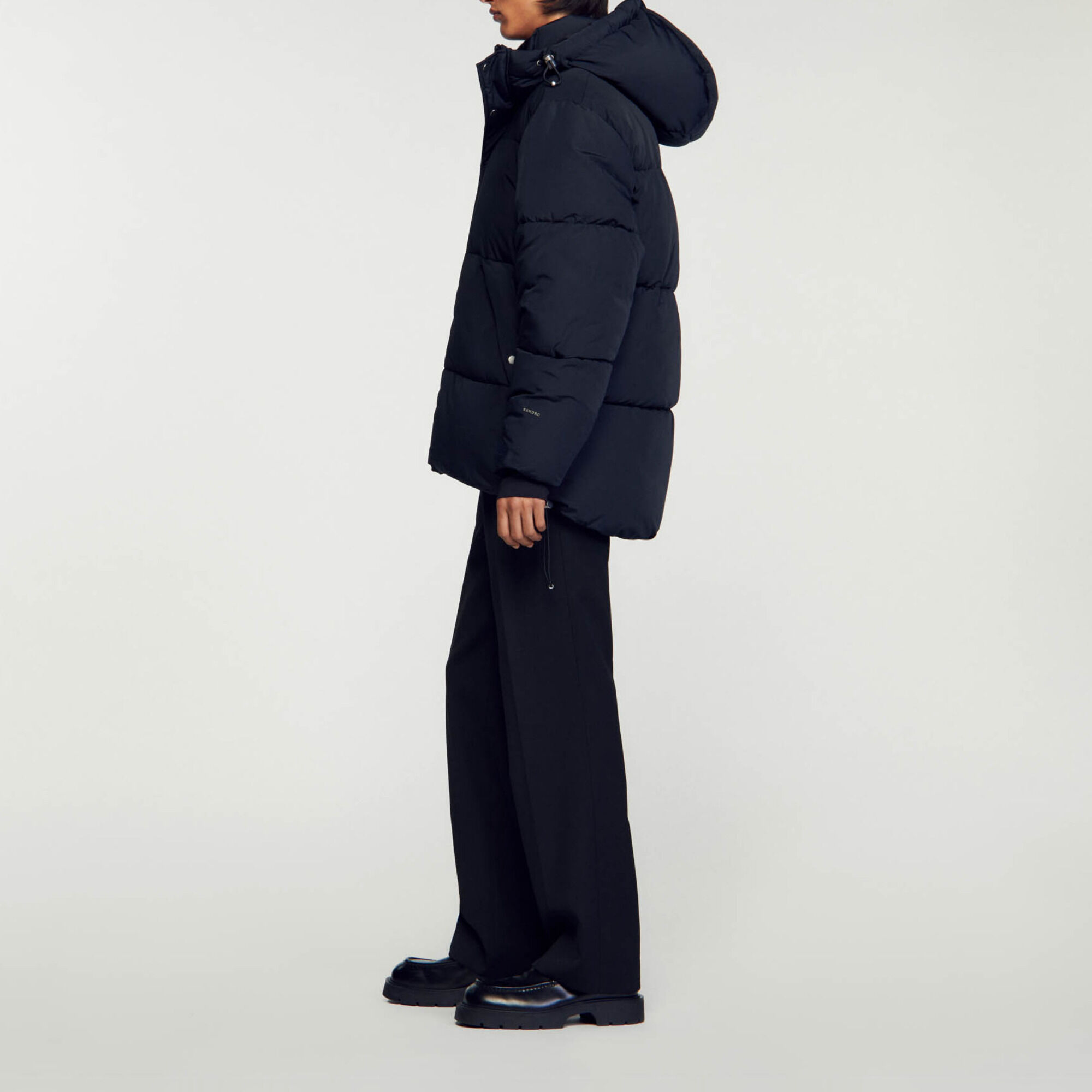 3/4-length hooded puffer jacket