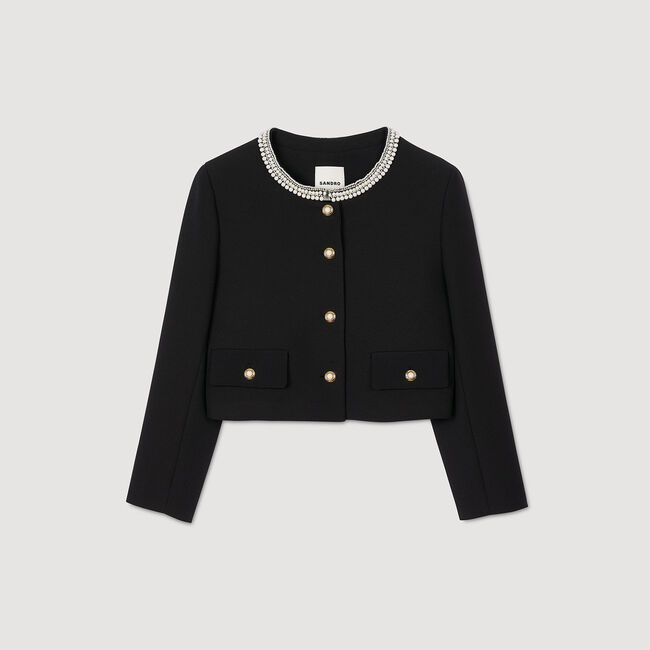 Jacket with beaded collar