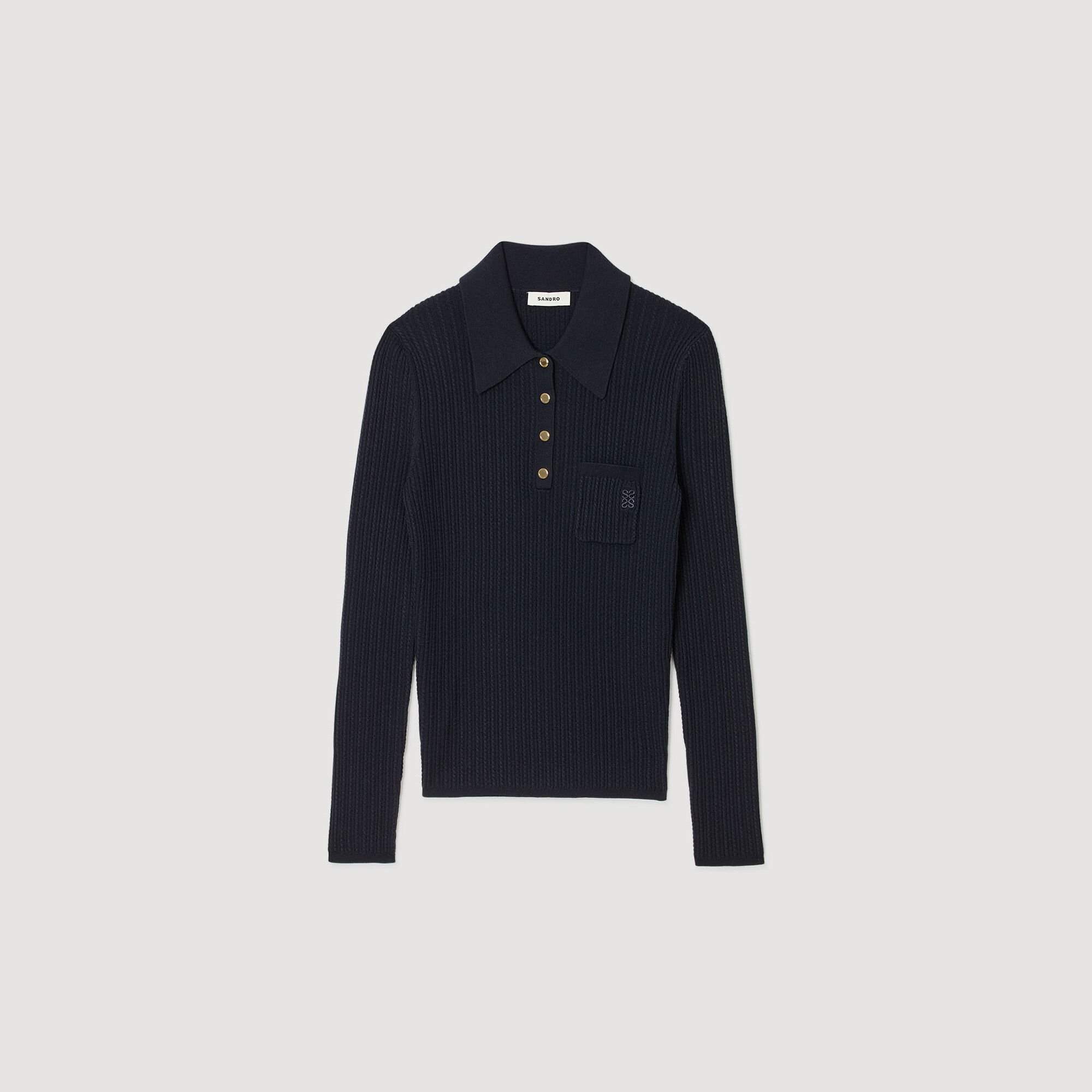 Cable knit polo jumper