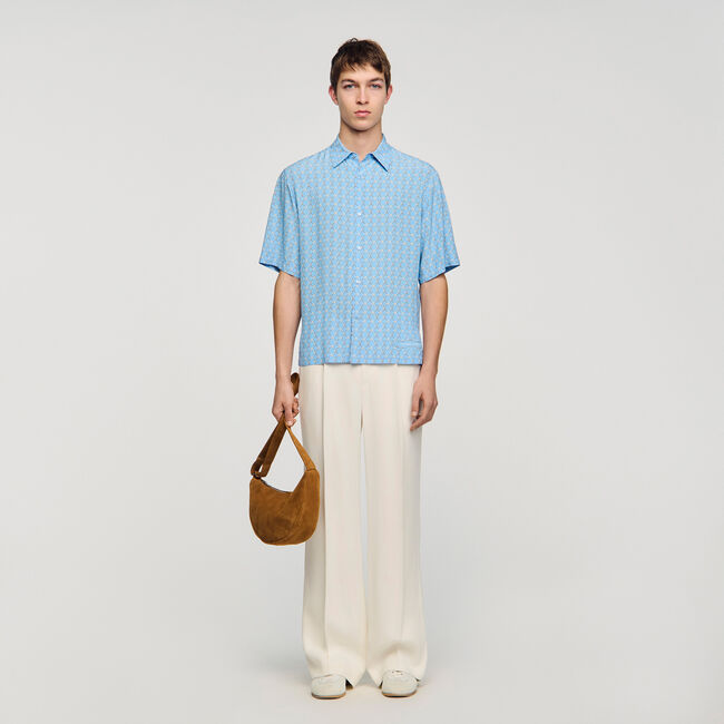 Link print loose-fit shirt