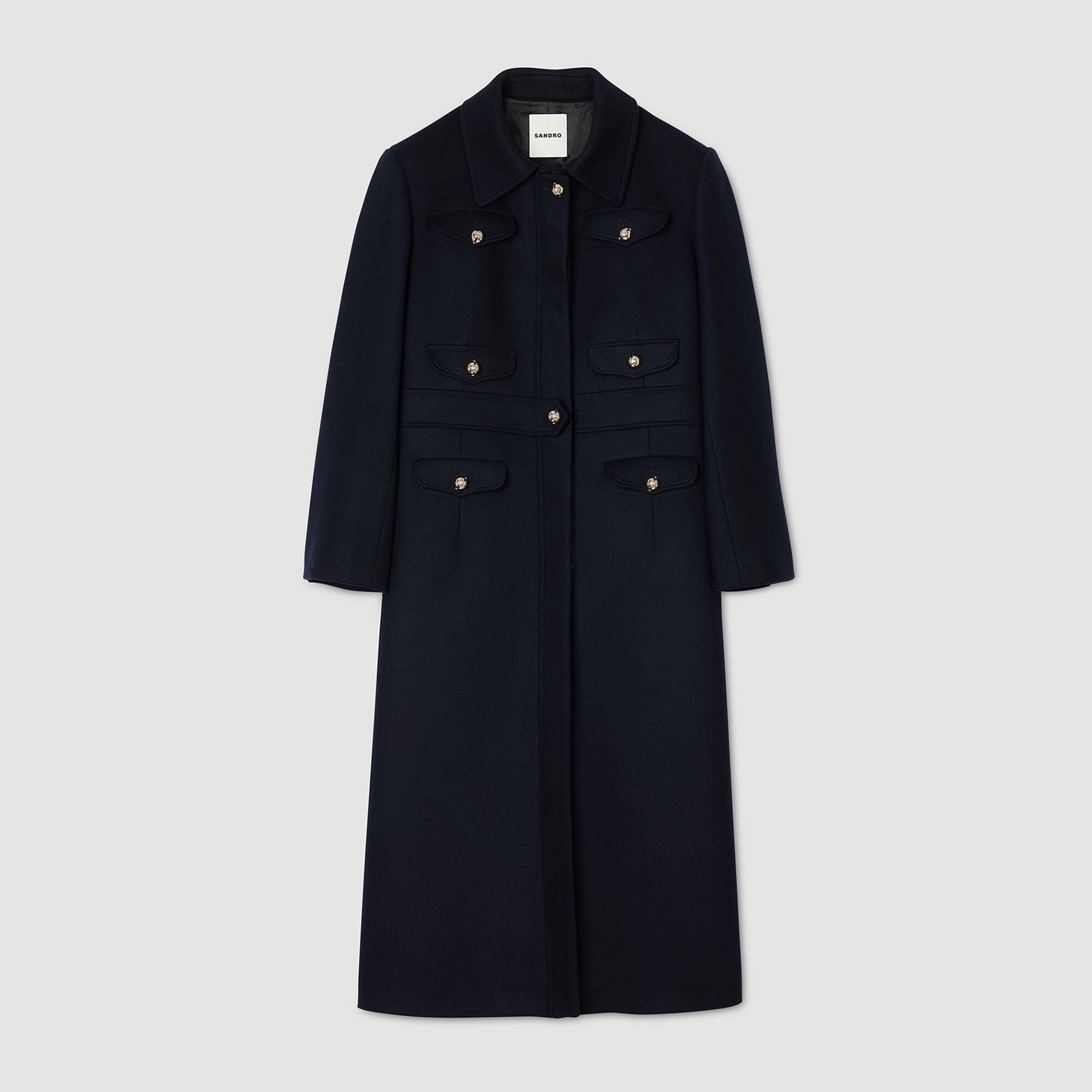 Wool coat navy blue womens outlet