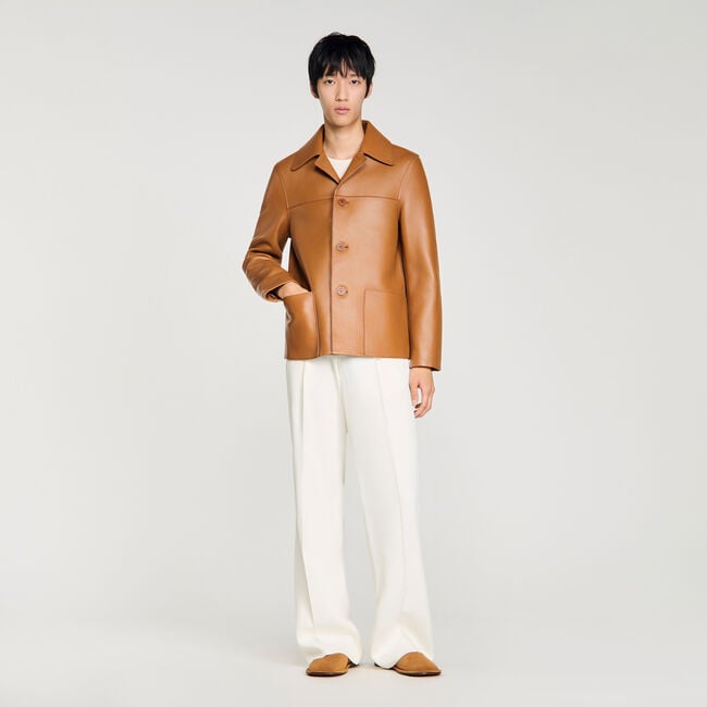 Buttoned lambskin jacket