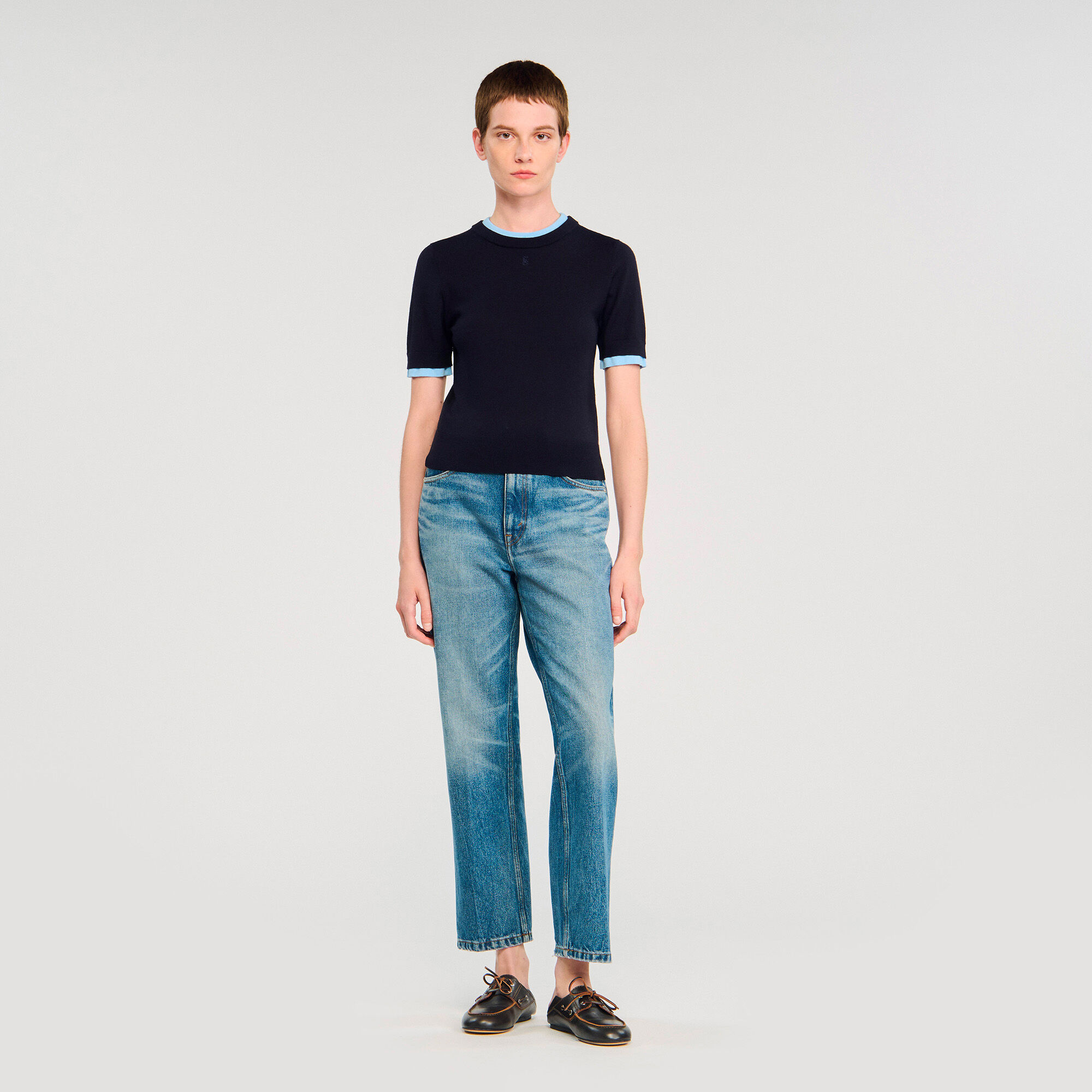 Two-tone cropped jumper