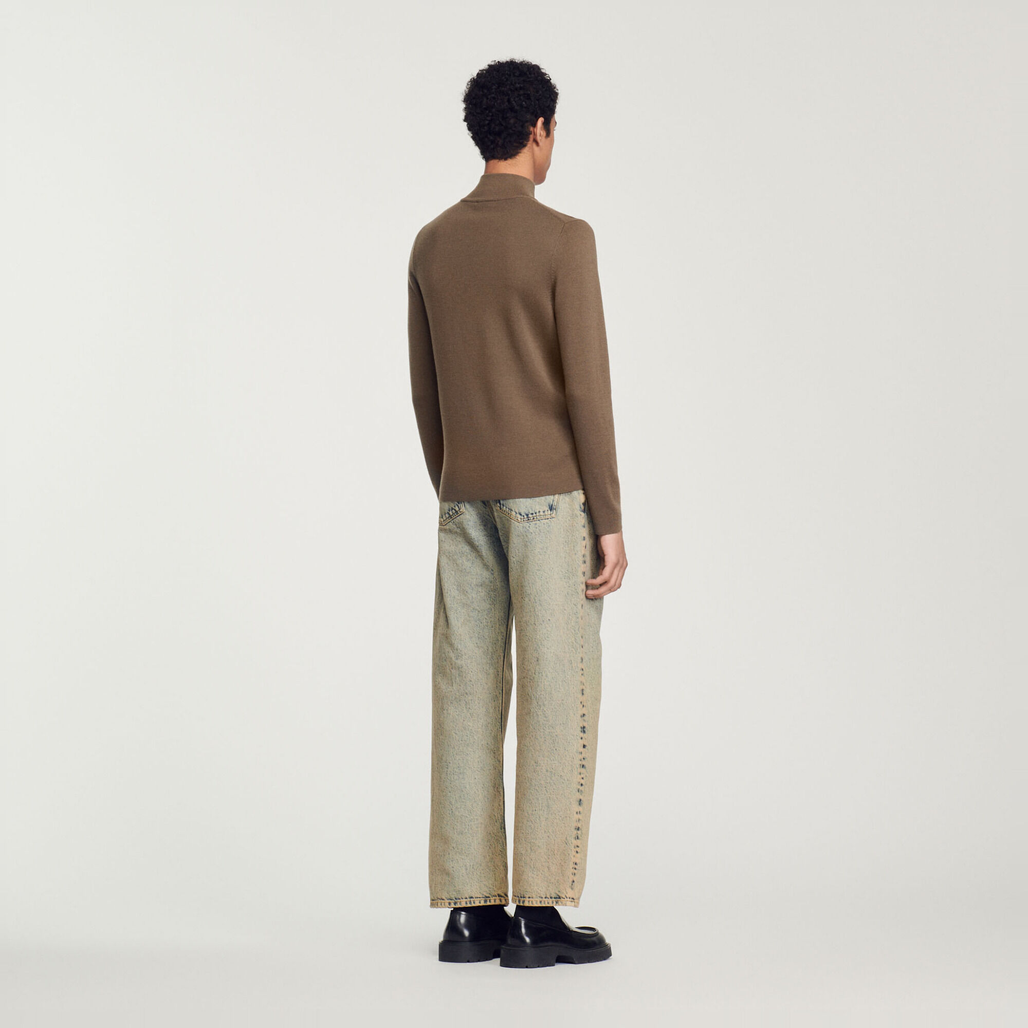 Wool jumper with zip collar