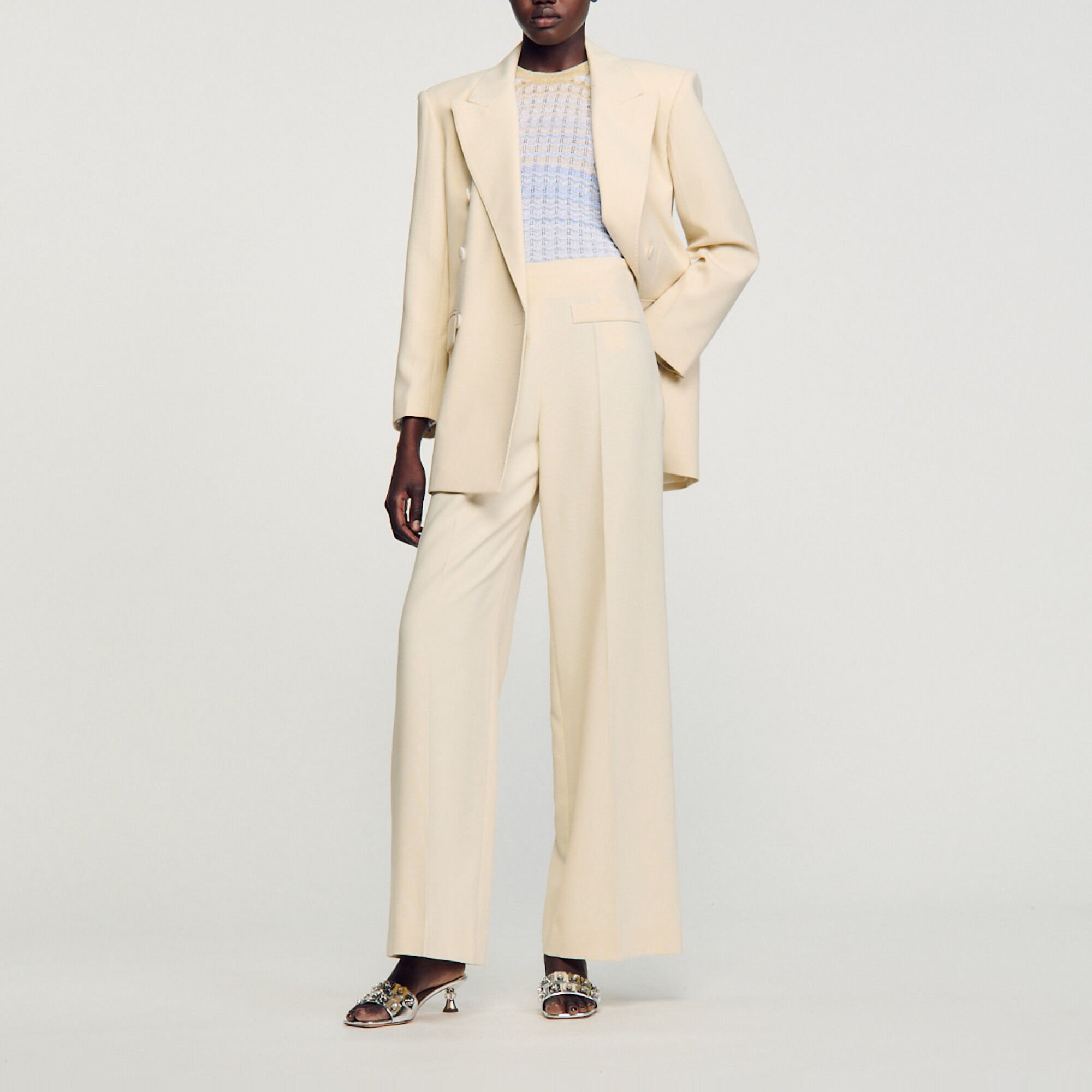 Wide-leg trousers with darts