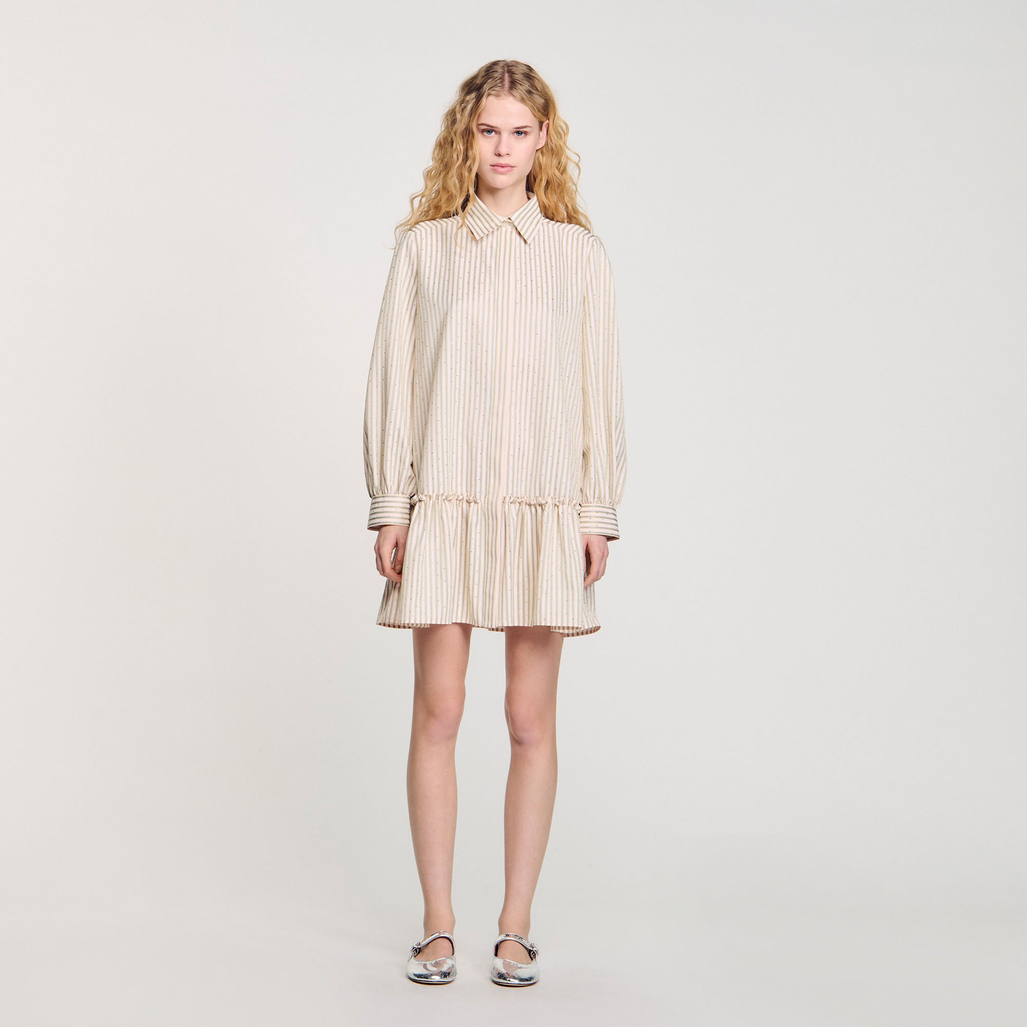 Rhinestone striped shirt dress