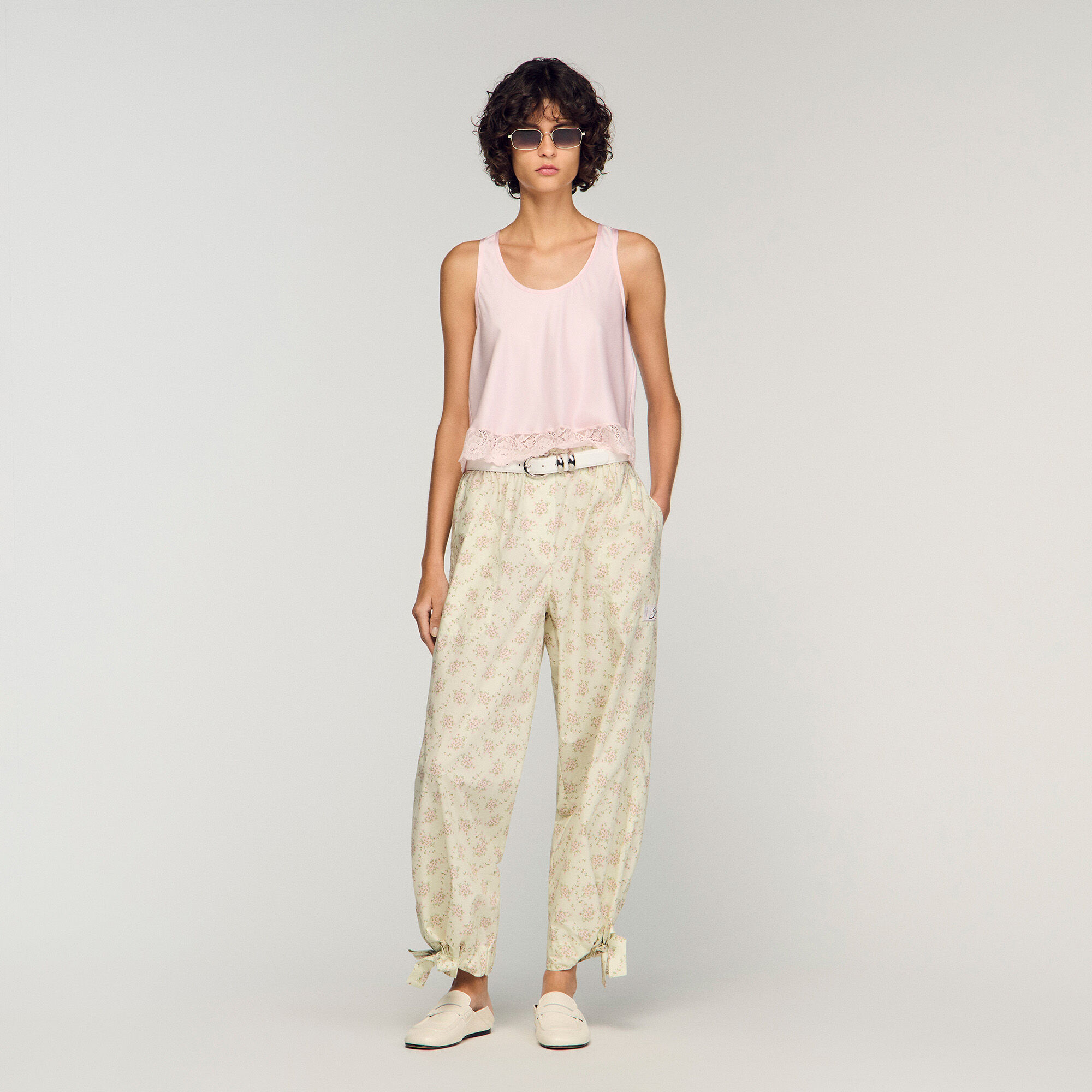 Floral wide-leg trousers