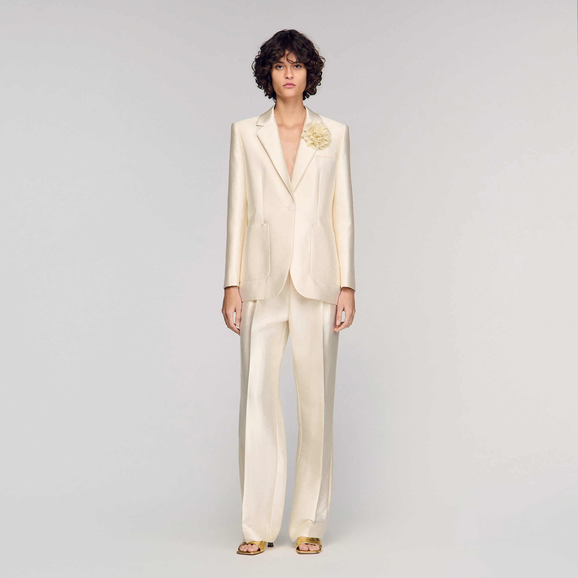 Satin jacket with flower detail