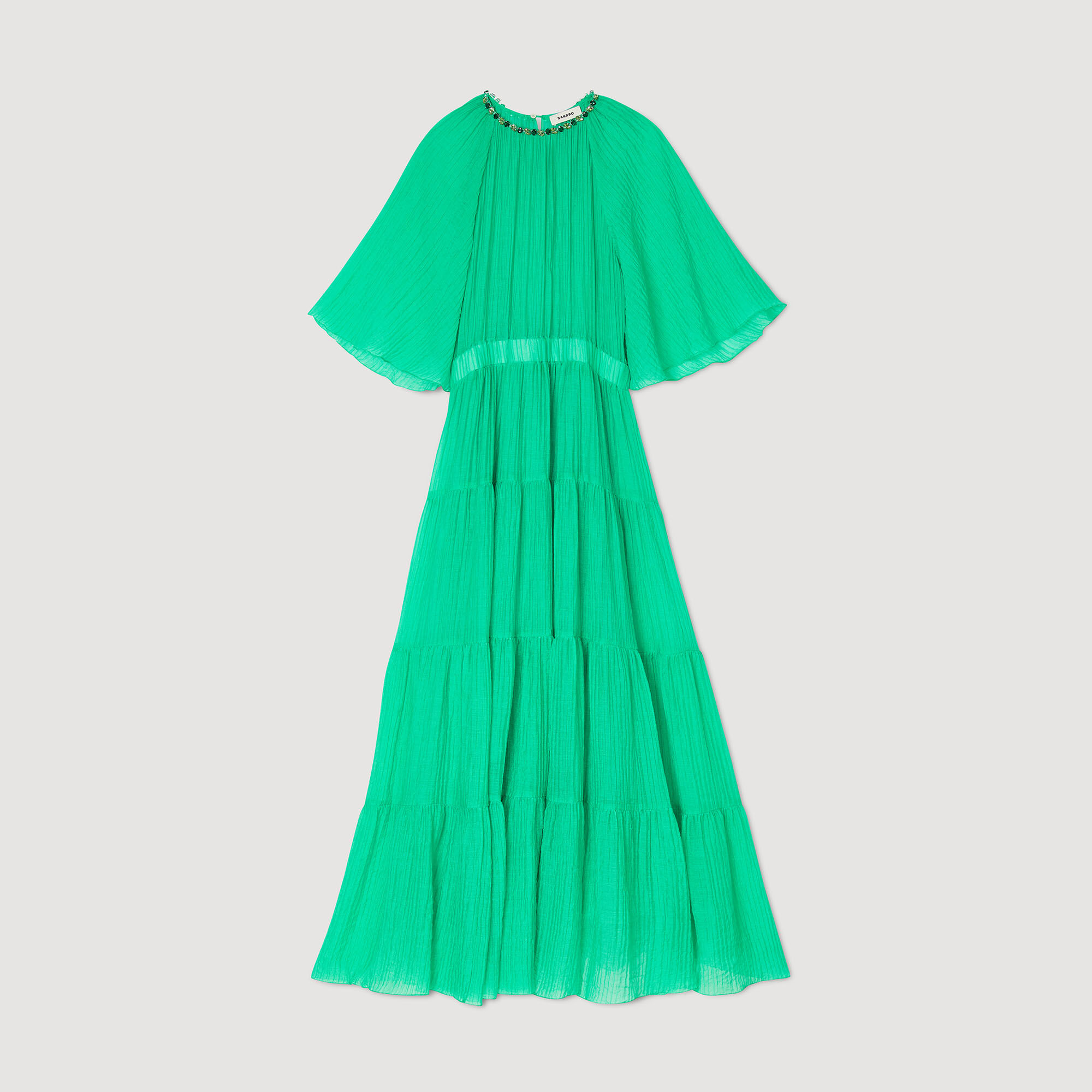 Midi dress with rhinestone neck