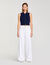 Topstitched wide-leg jeans