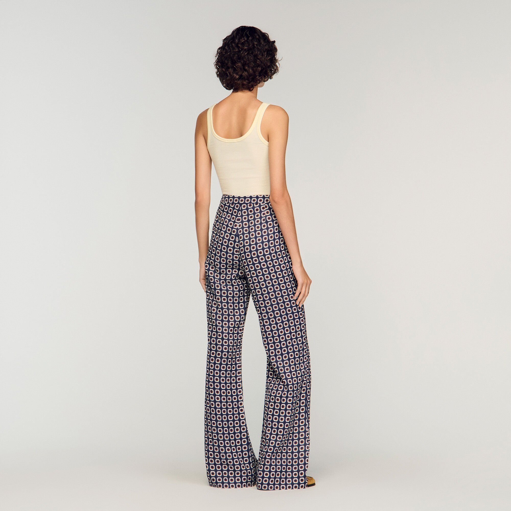 Floral-print floaty trousers
