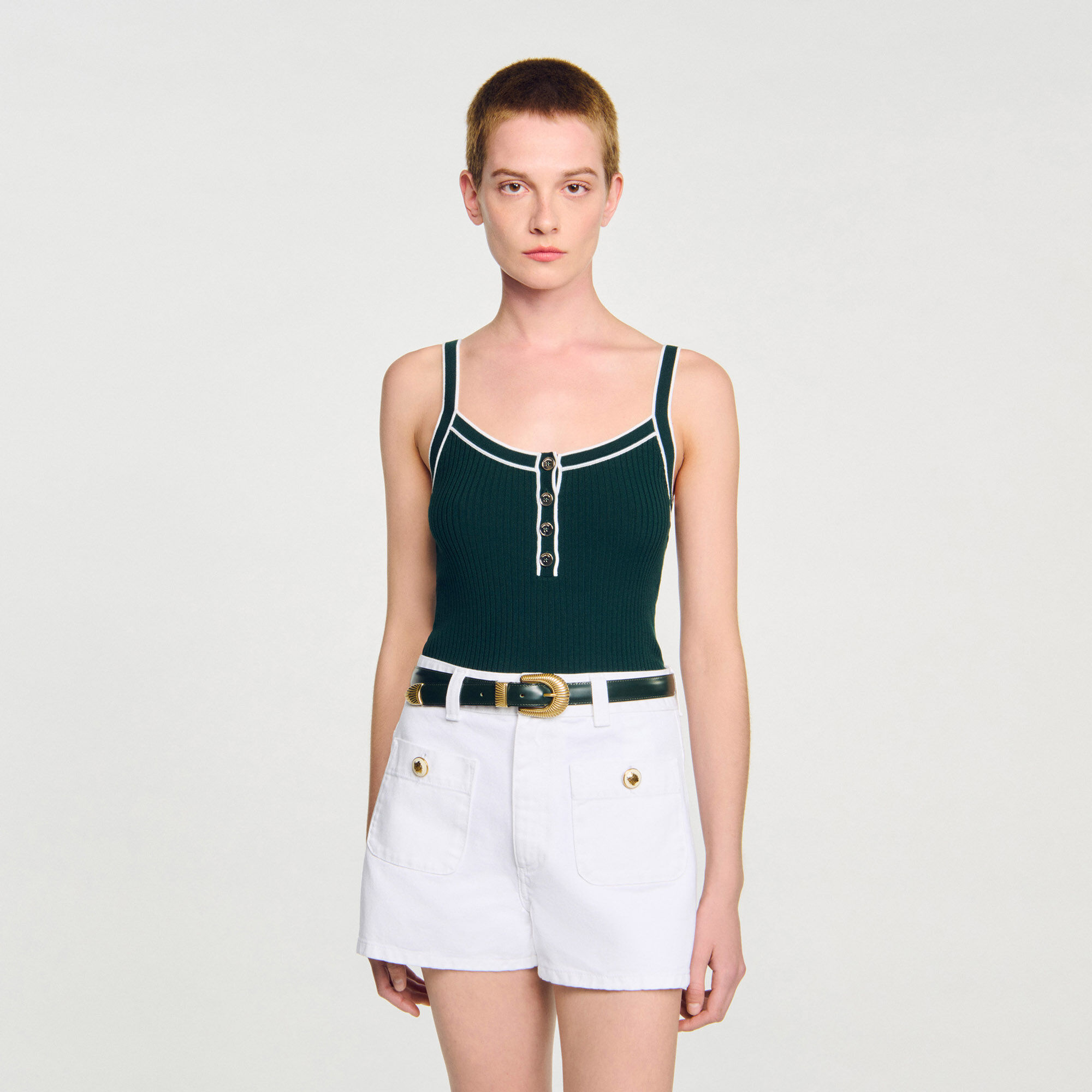 Two-tone knit vest top Two-tone knit vest top