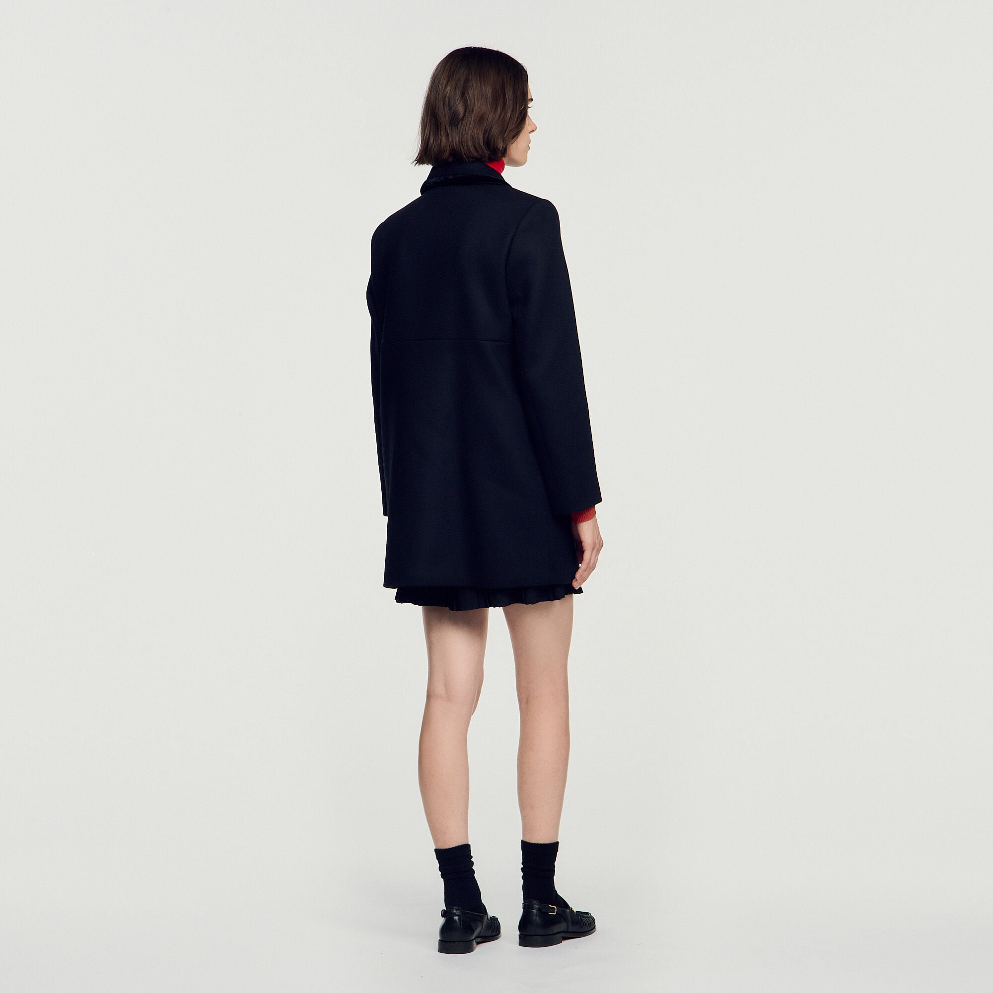 Mid-length coat with velvet collar - Women | Sandro