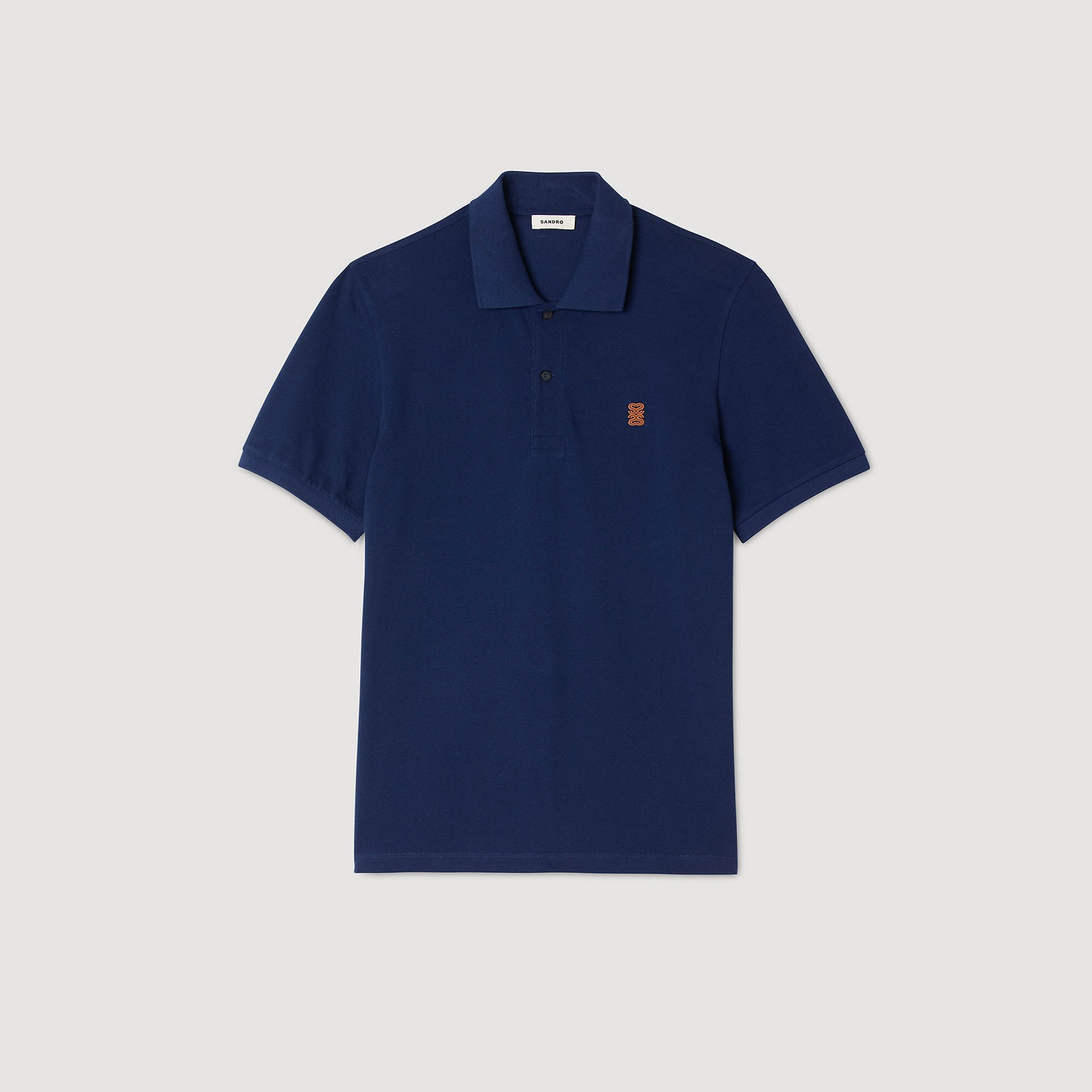 Polo shirt with leather logo