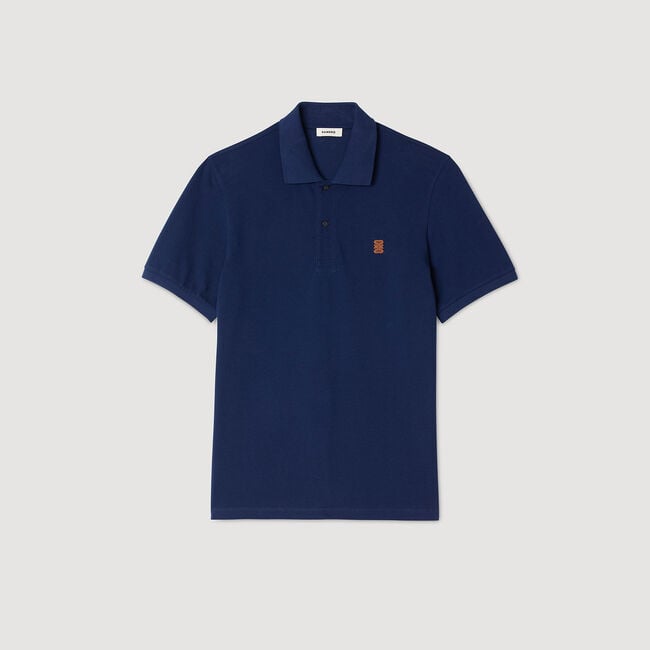 Polo shirt with leather logo