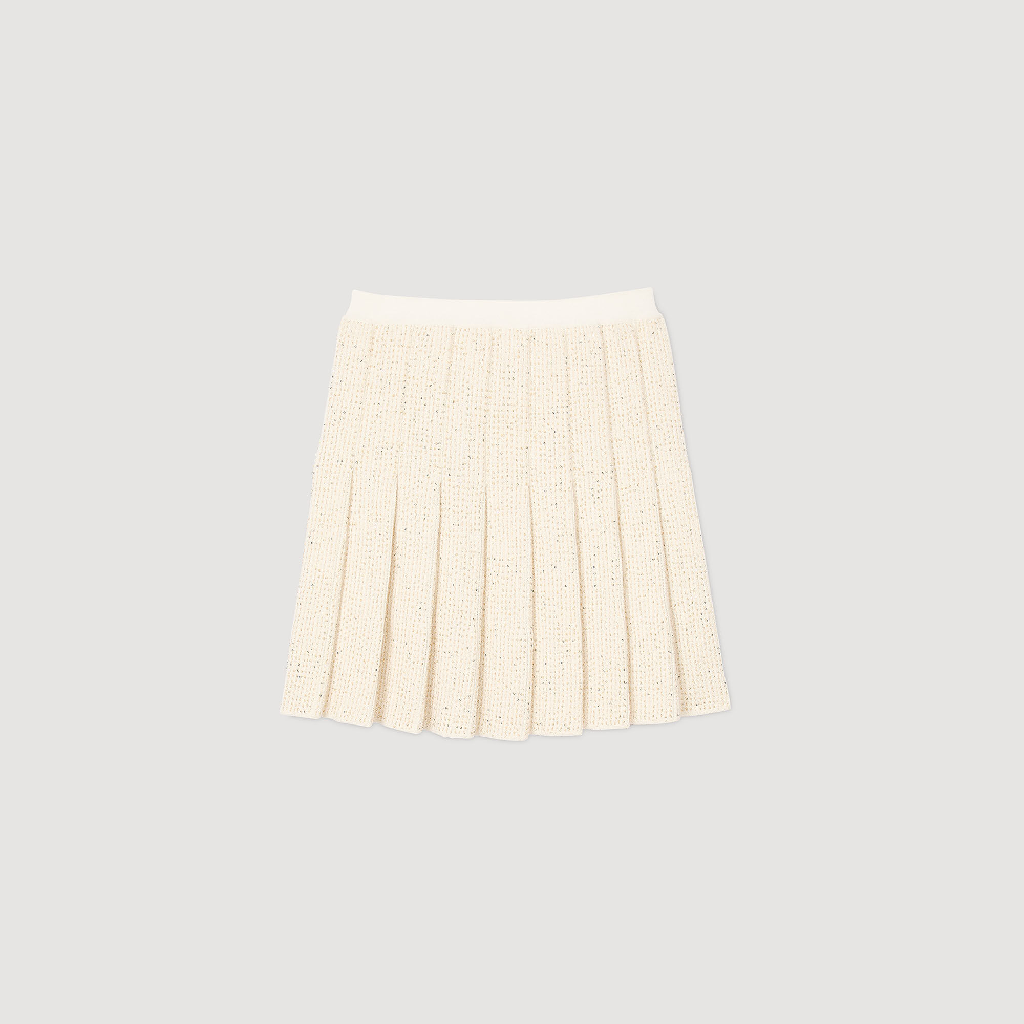 Short tweed pleated skirt