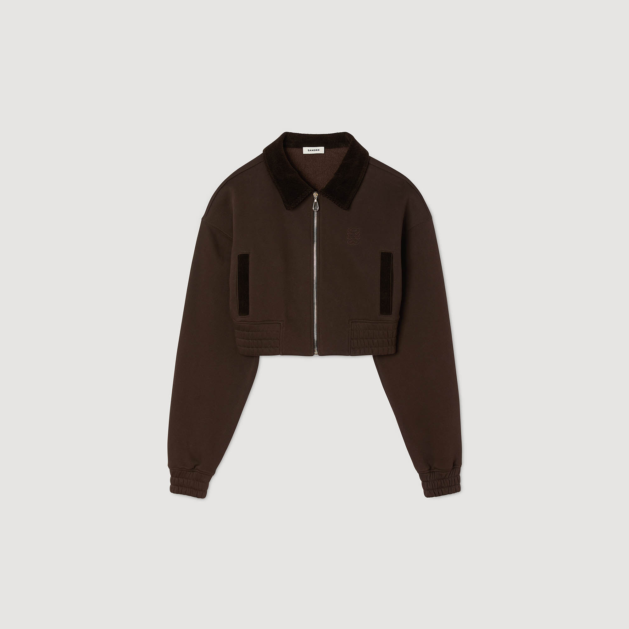 Cropped dual-fabric sweatshirt