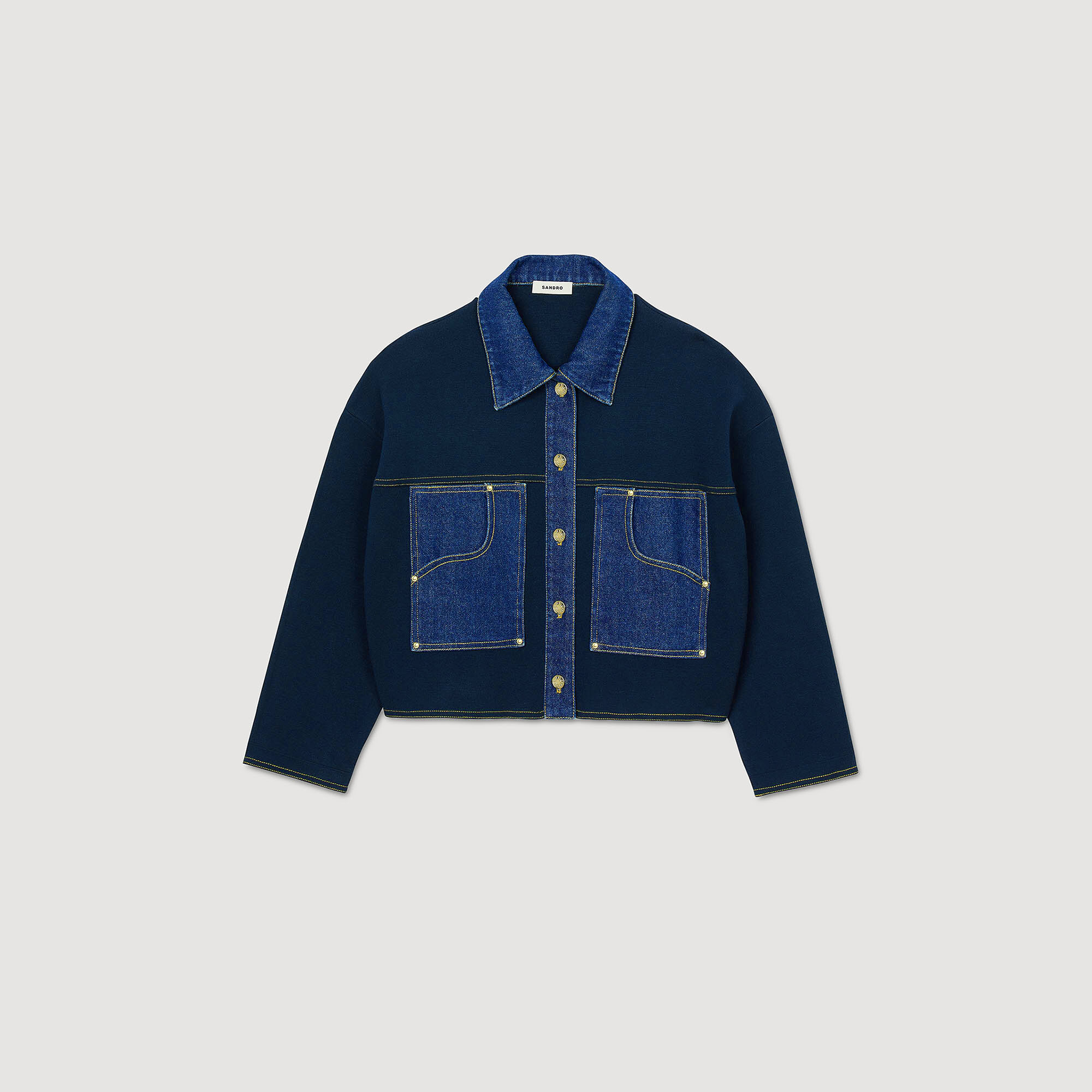 Denim detail cardigan