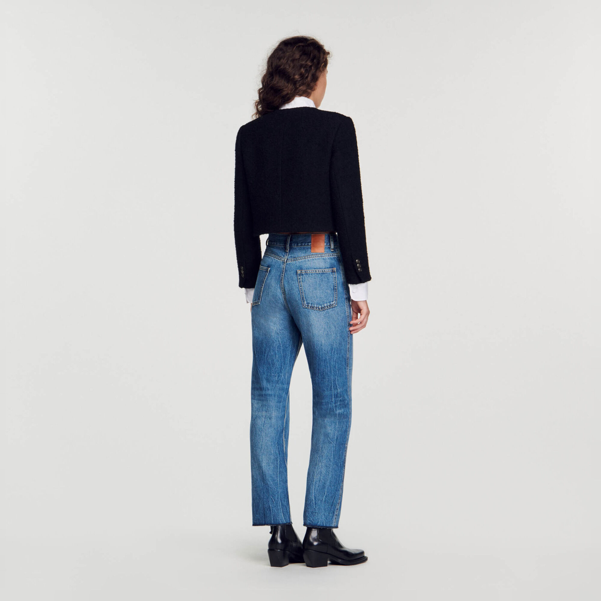 Cropped bouclé wool jacket