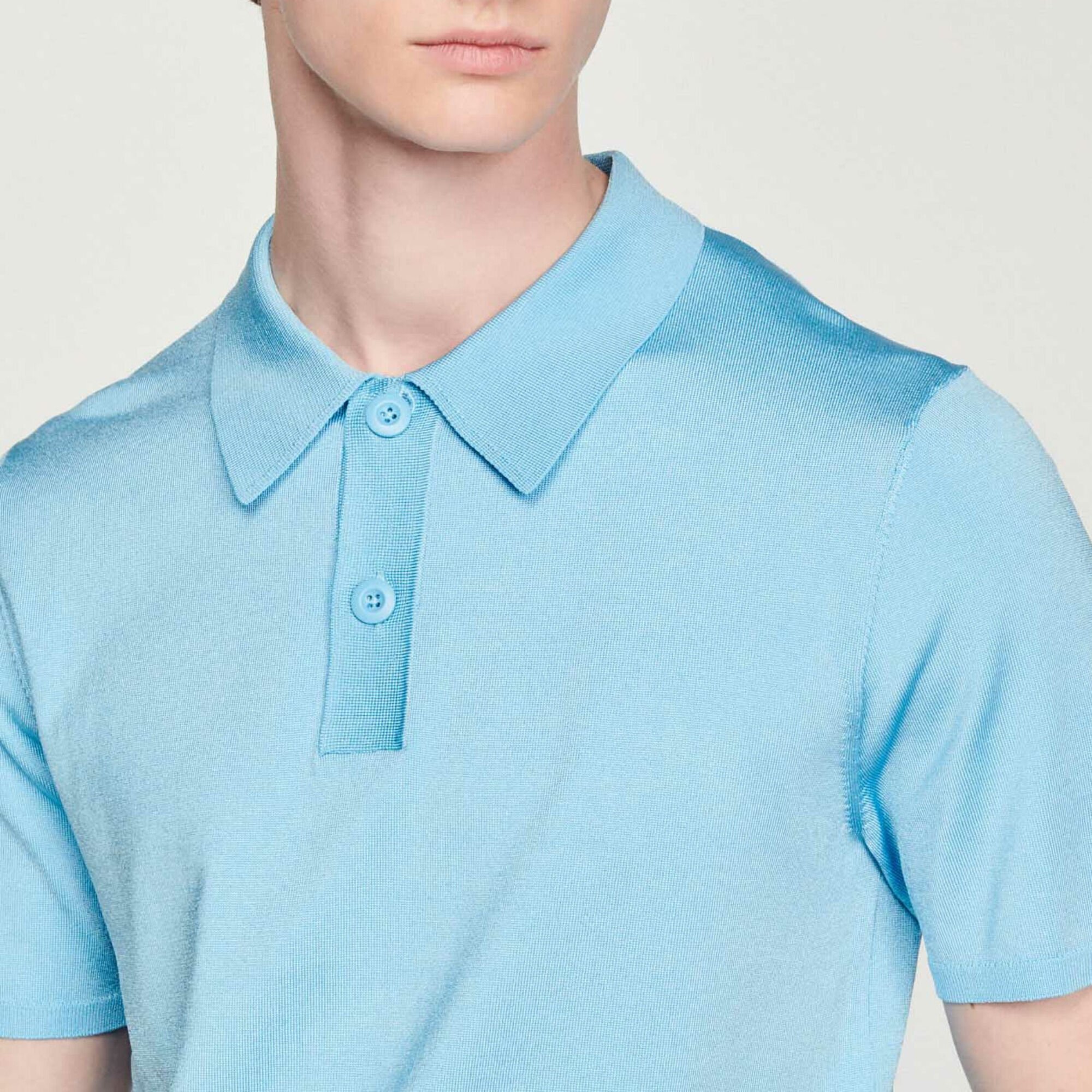 Short-sleeve knitted polo shirt