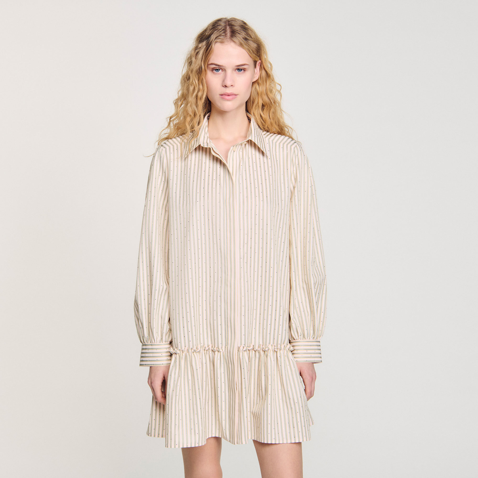 Rhinestone striped shirt dress