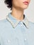 Denim shirt with beaded collar