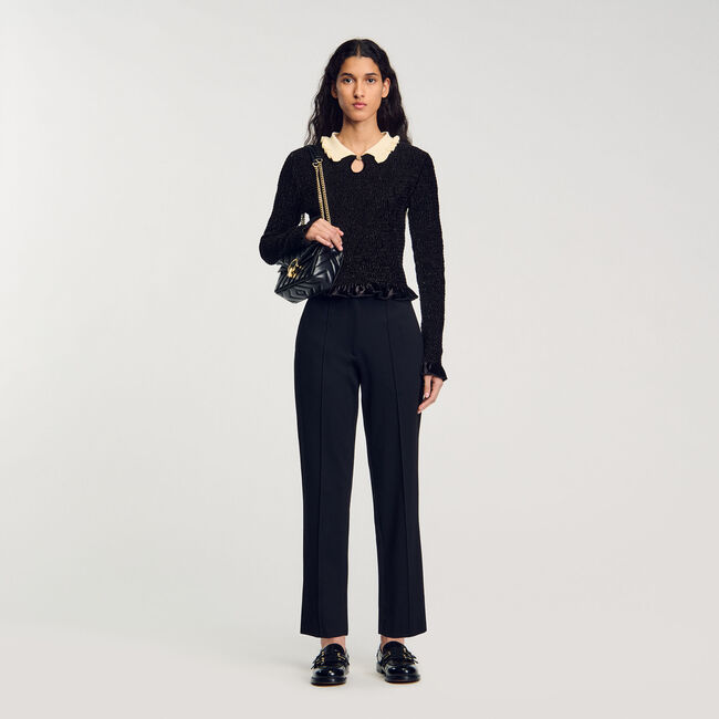 Smocked top with contrasting neck