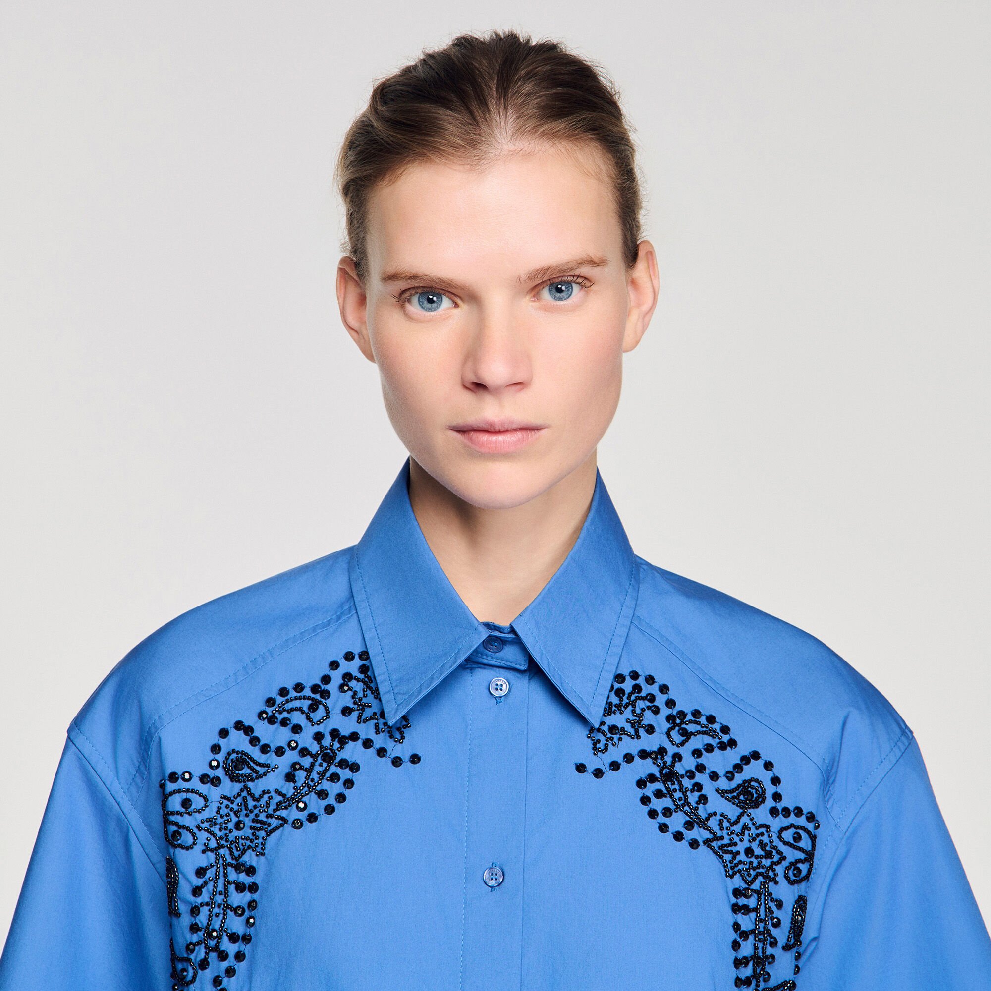 Embroidered and beaded shirt