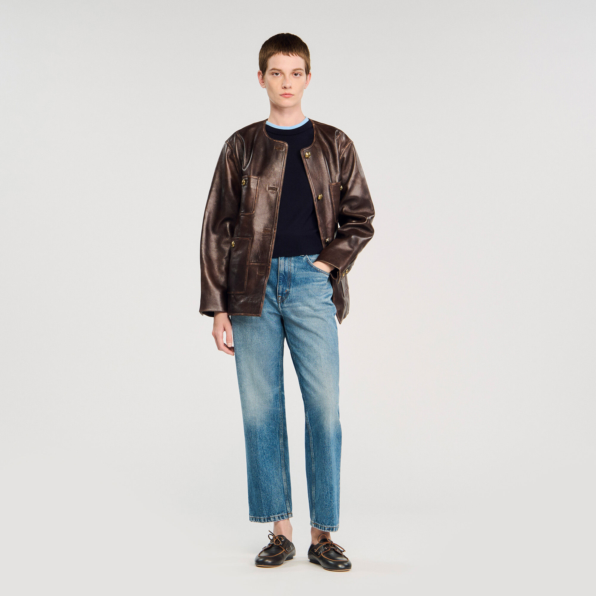 Two-tone cropped jumper