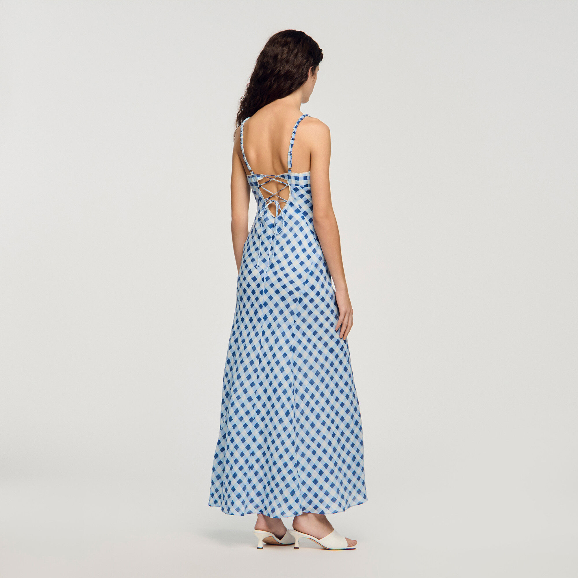 Gingham linen maxi dress