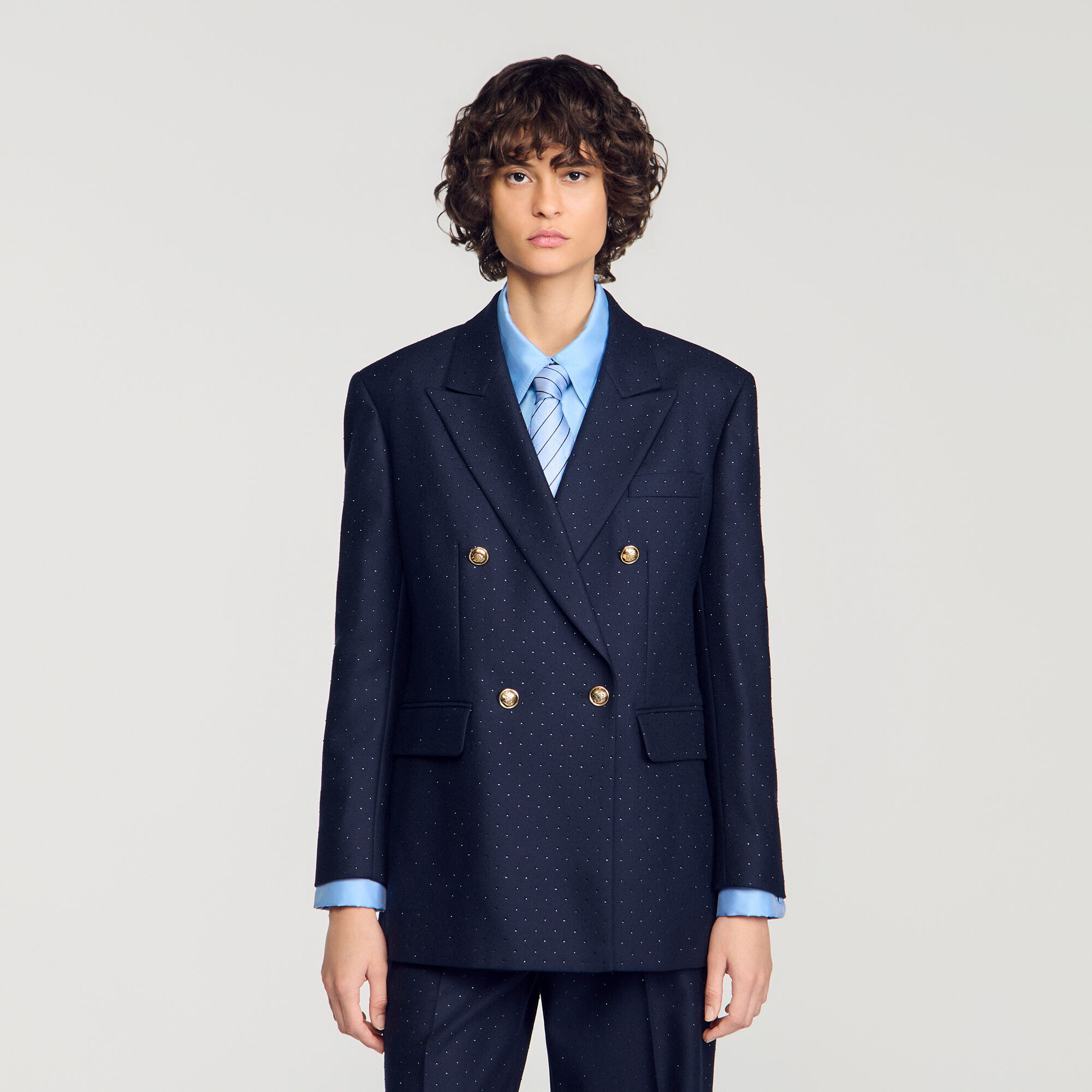 Rhinestone wool suit jacket - Women | Sandro