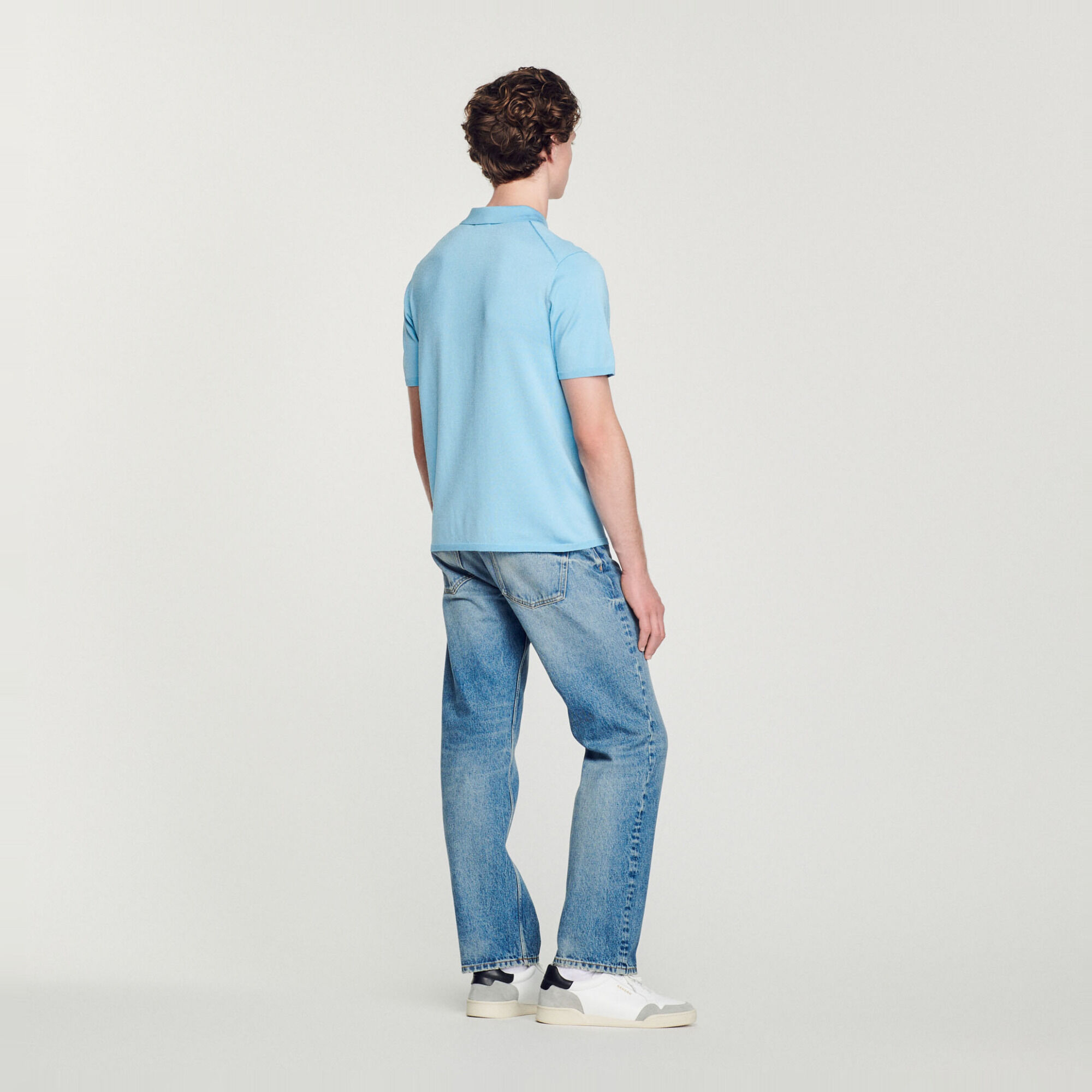 Short-sleeve knitted polo shirt