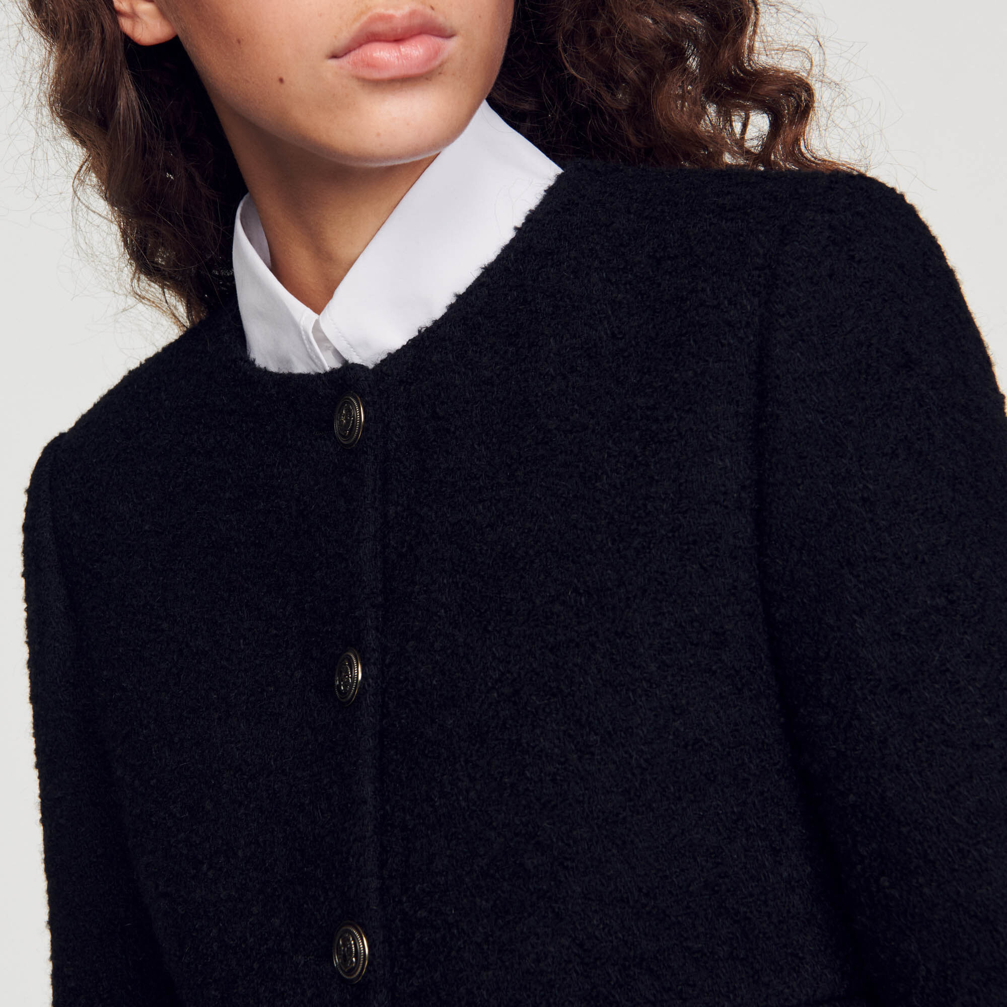 Cropped bouclé wool jacket