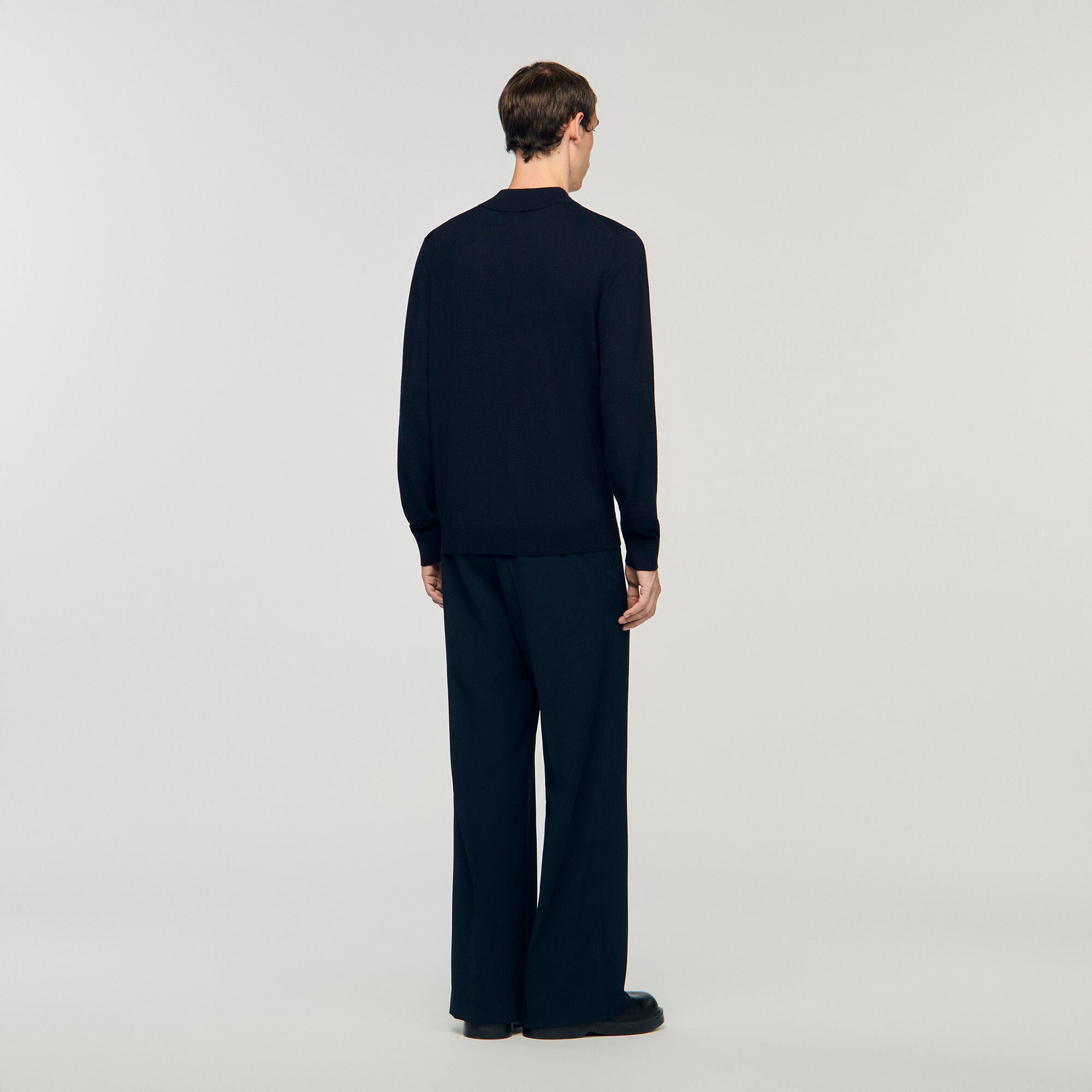 Wool jumper with a high collar