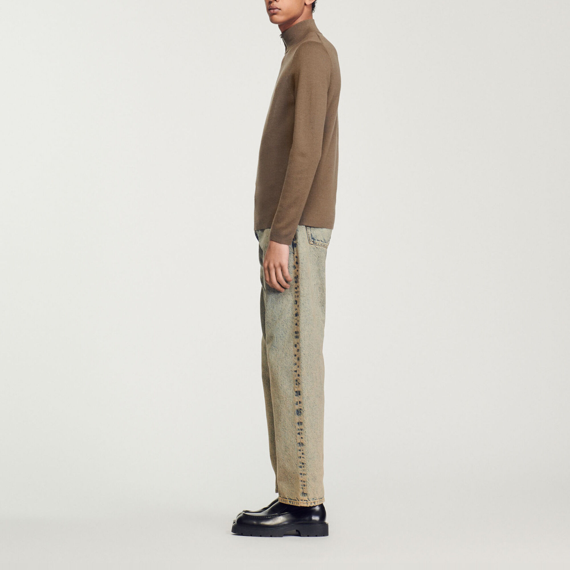 Wool jumper with zip collar