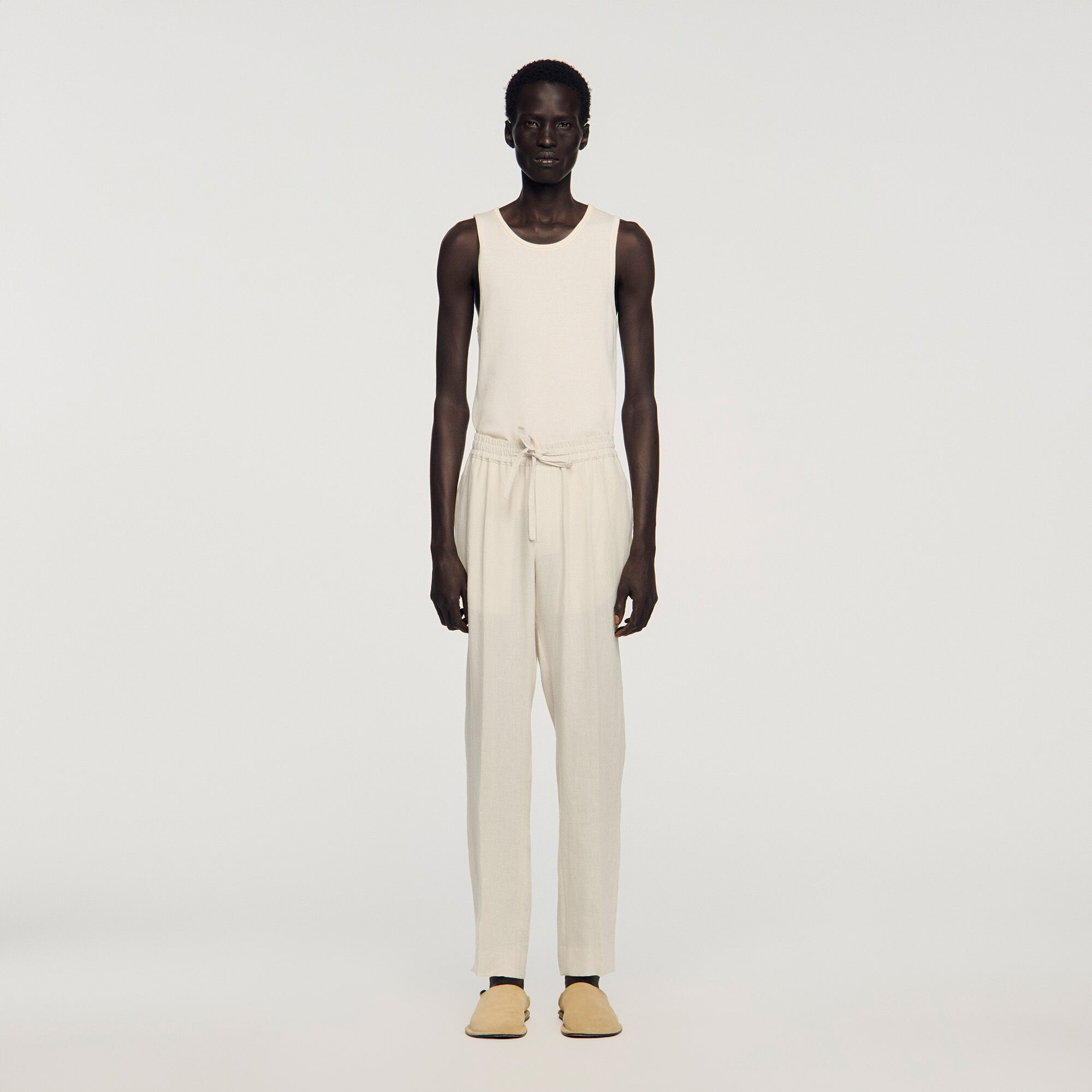 Elasticated linen trousers
