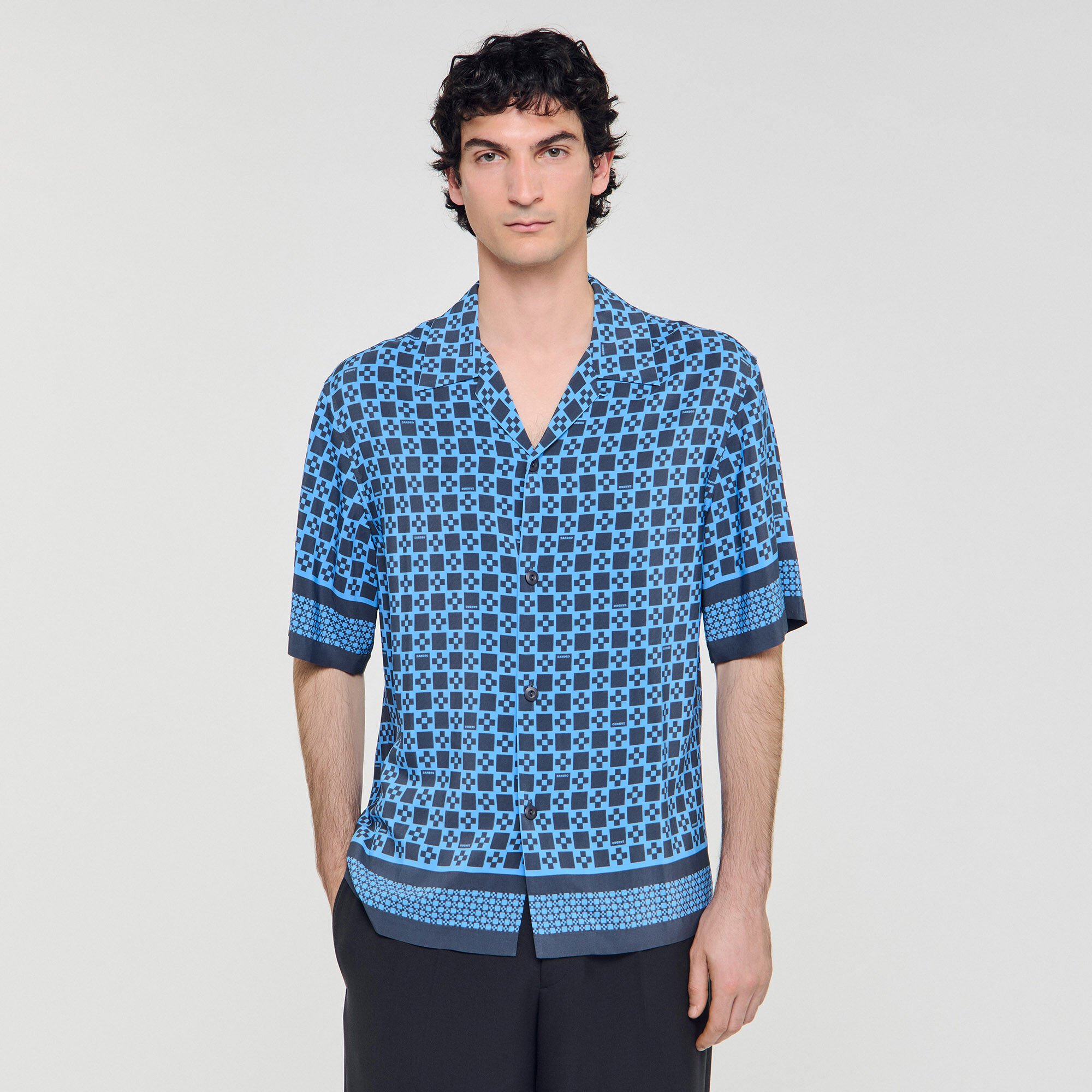 Square Cross motif flowing blouse