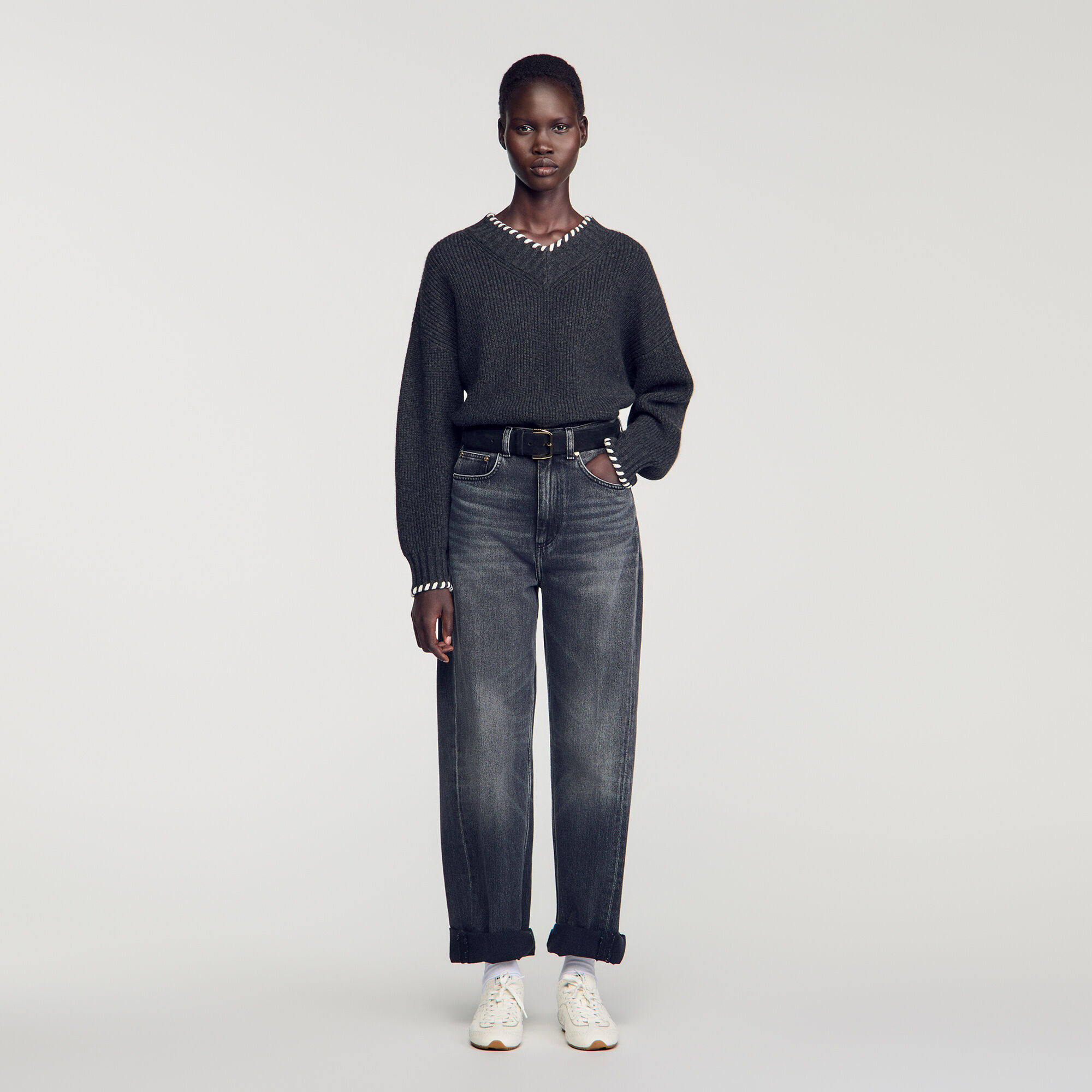 Braided V-neck jumper - Women | Sandro