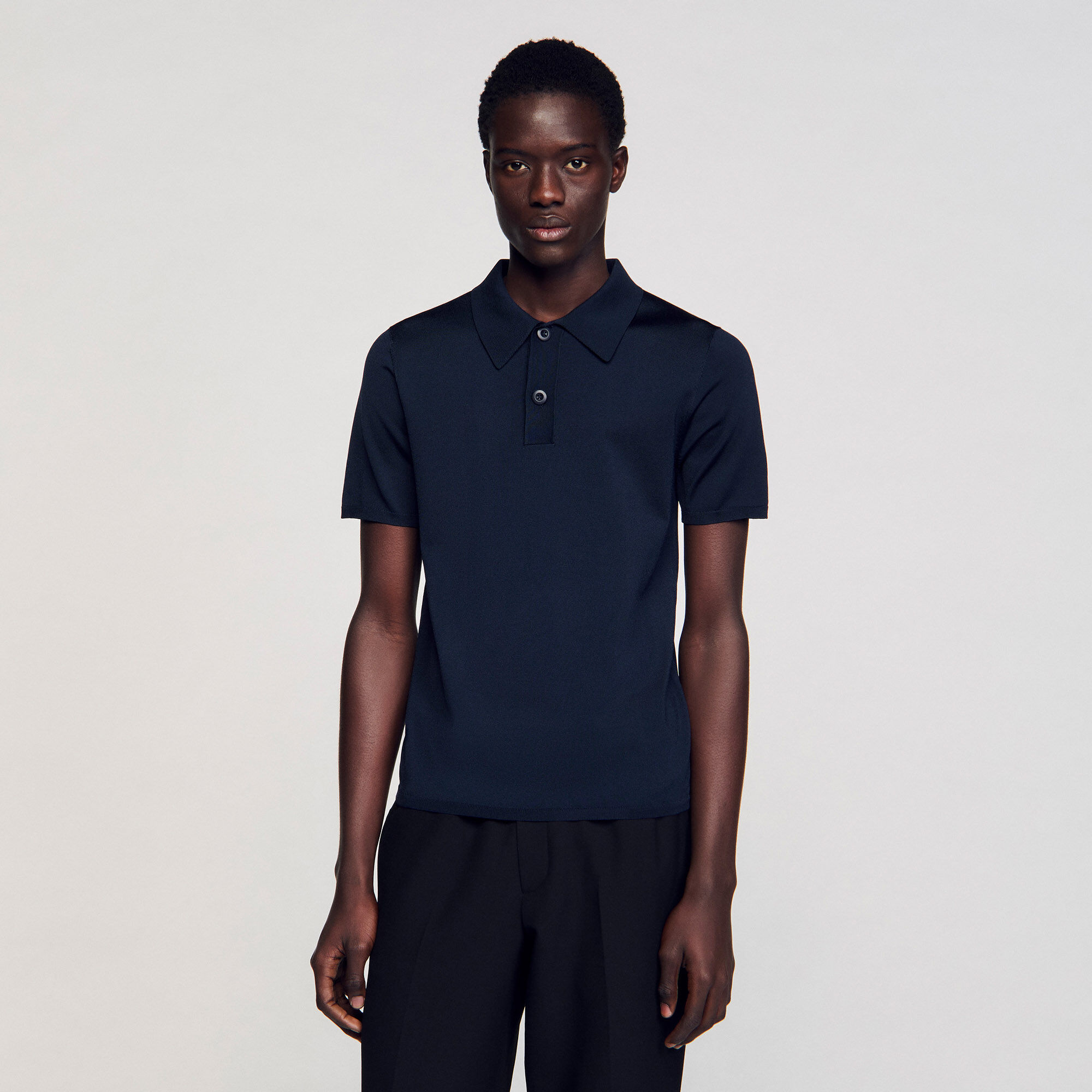 Short-sleeve knitted polo shirt
