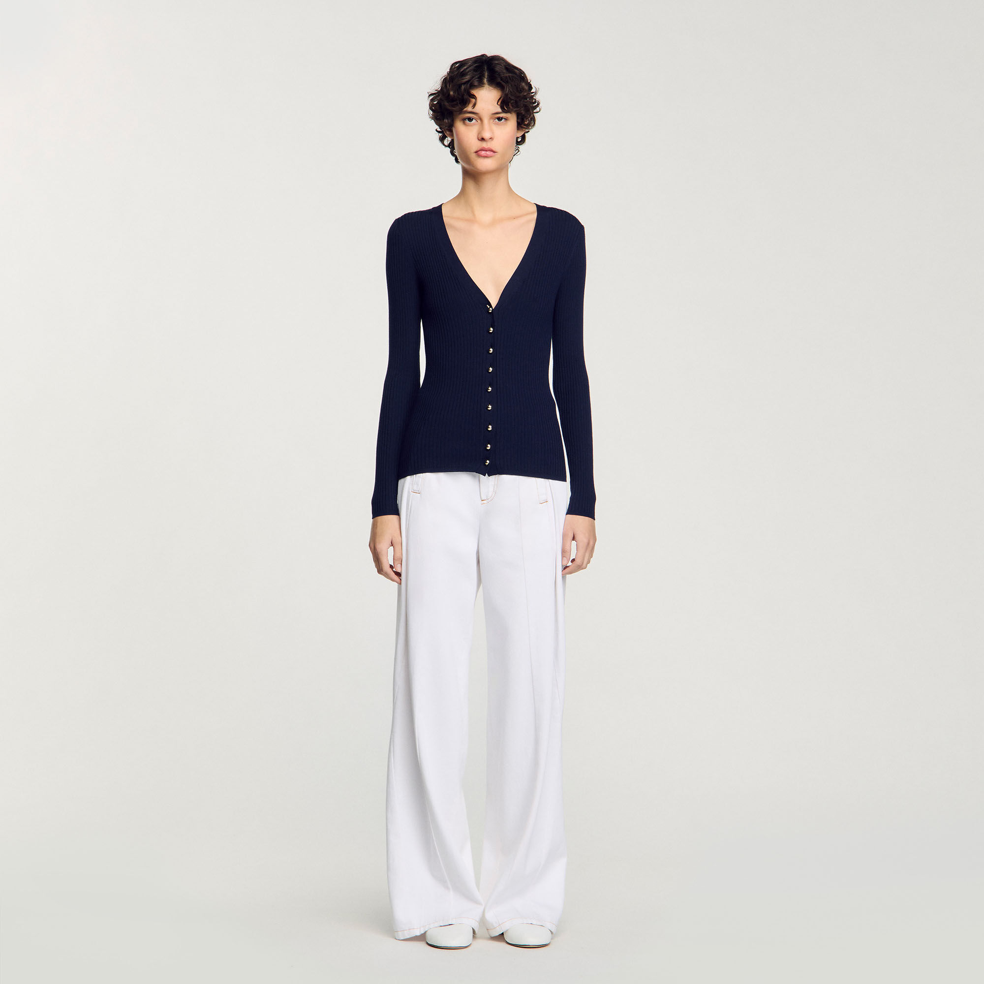 Rib knit cardigan