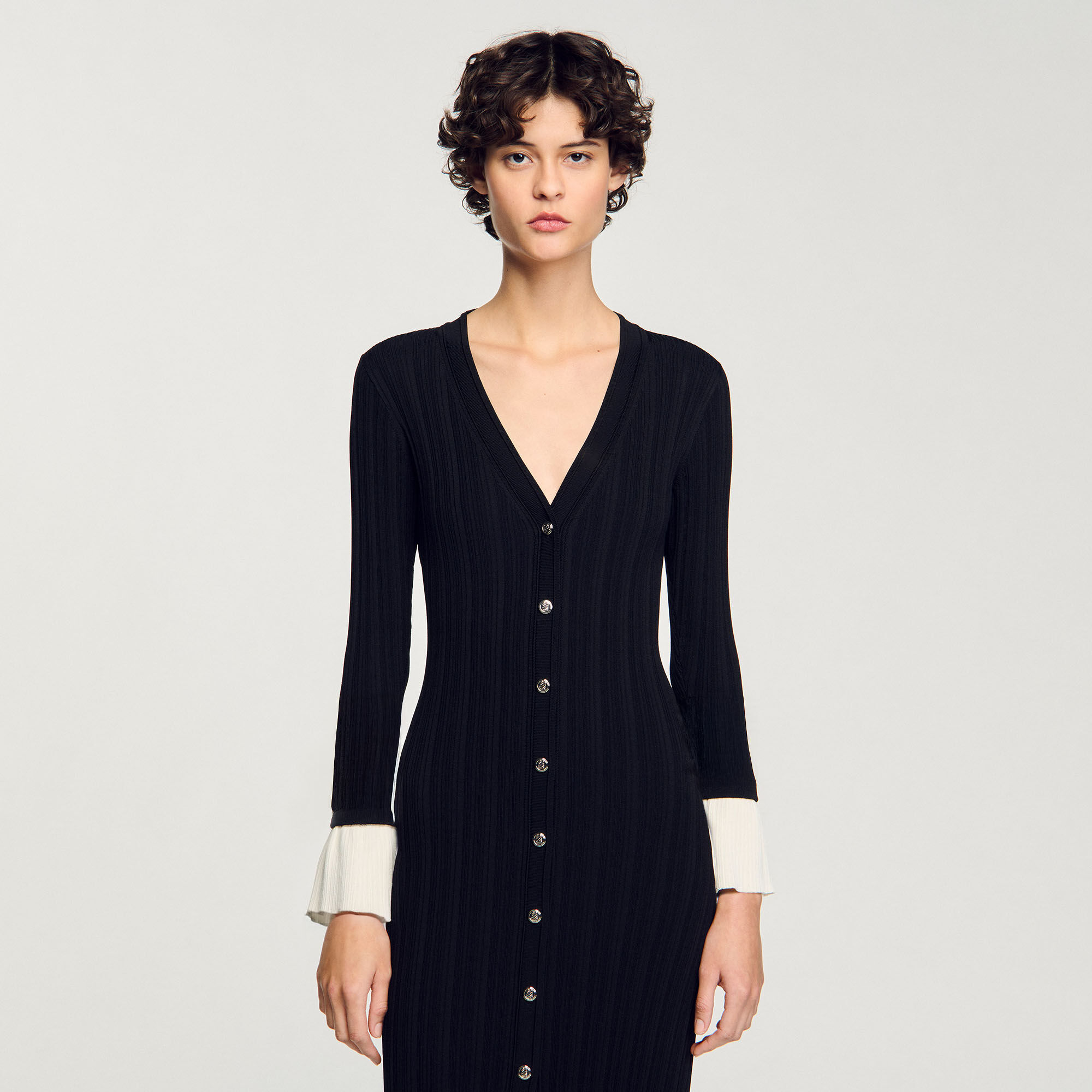 Two-tone knit maxi dress