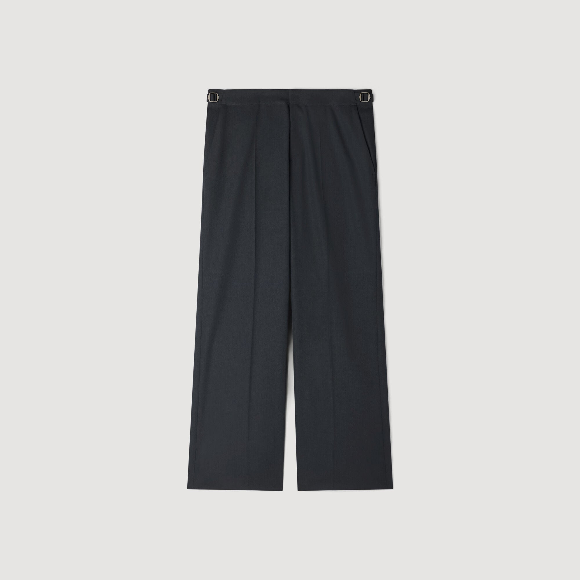 Wide-leg boucl&eacute; wool trousers