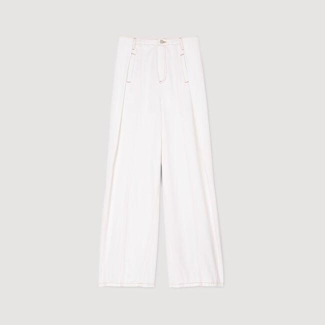 Topstitched wide-leg jeans