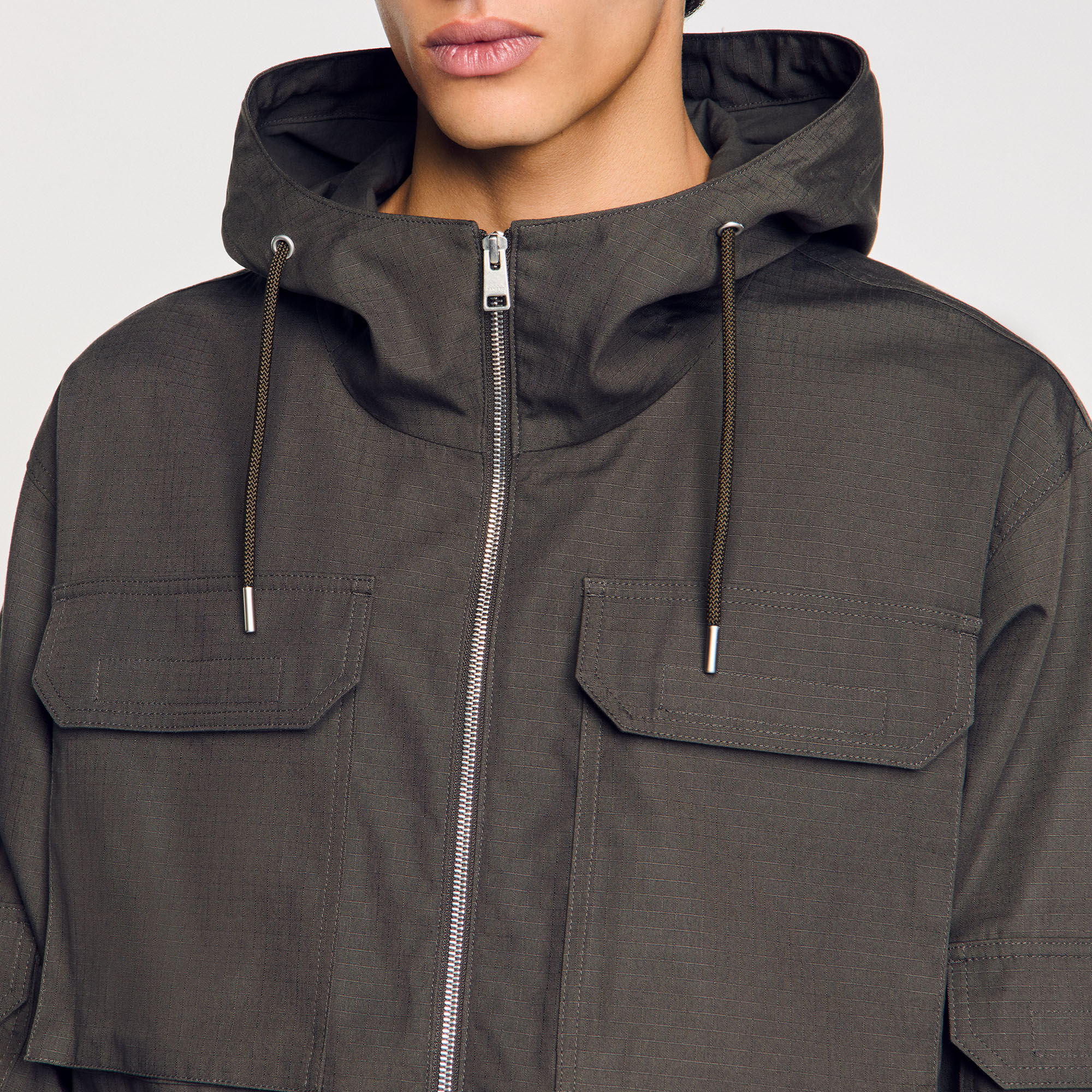 Hooded military parka