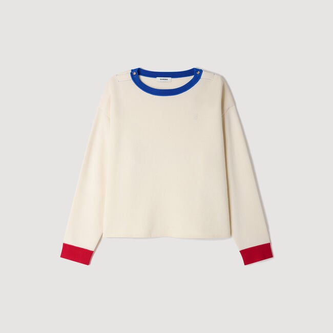 Contrast round-neck wool jumper - Women | Sandro