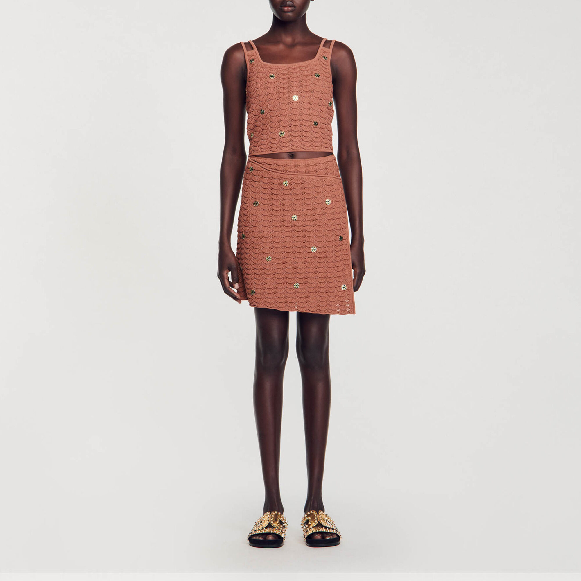 Knit crop top with metal details