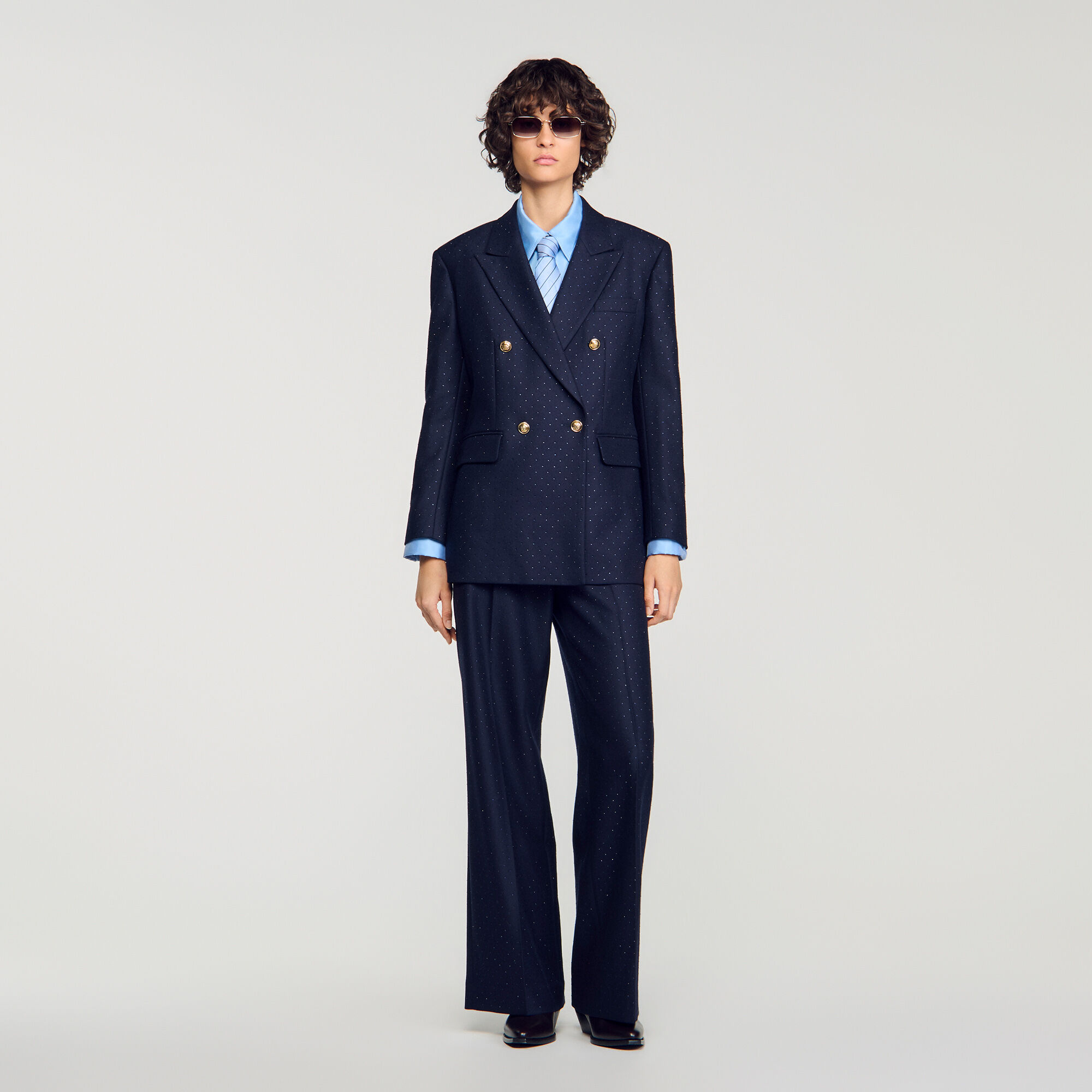 Rhinestone wool suit jacket - Women | Sandro