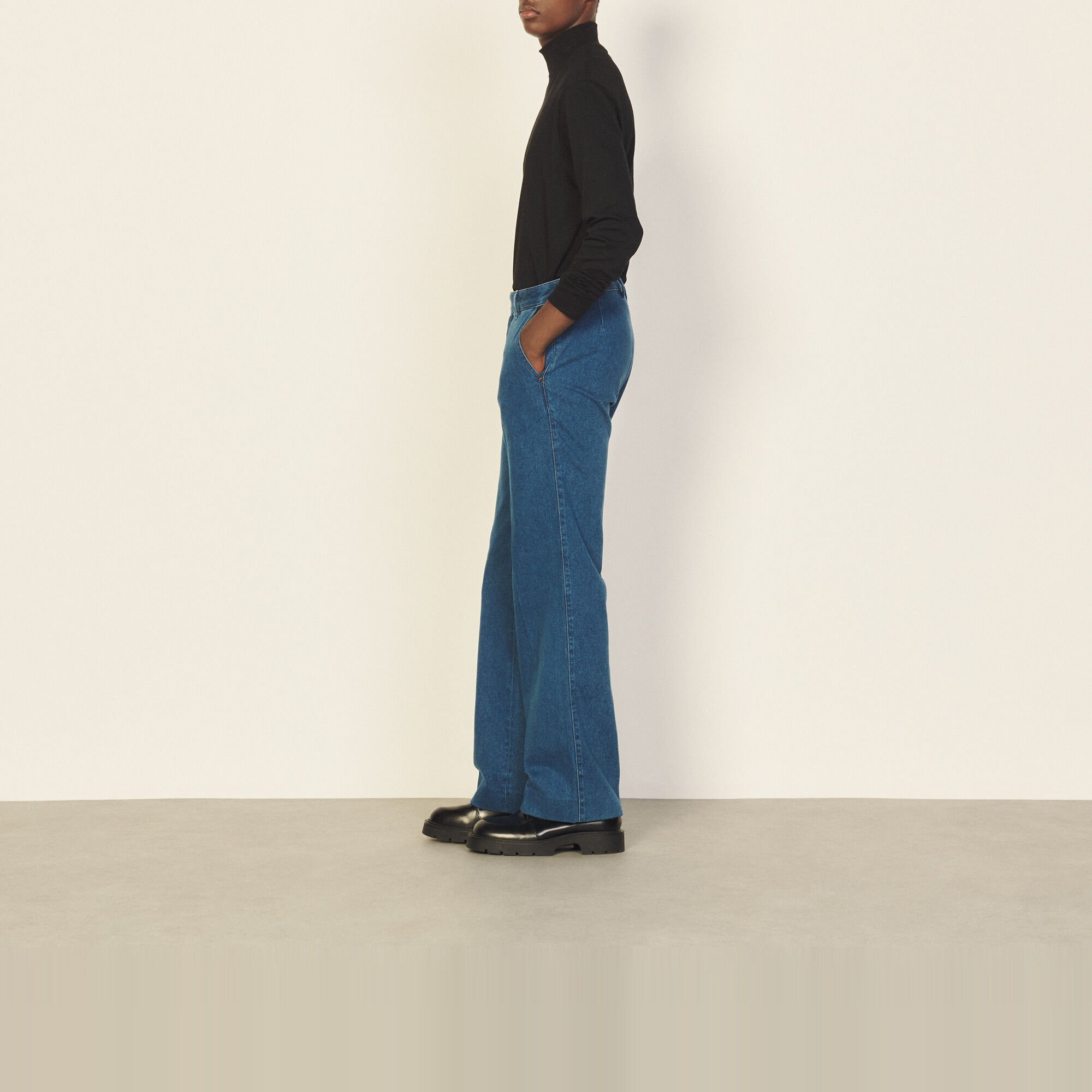 Slightly flared denim trousers