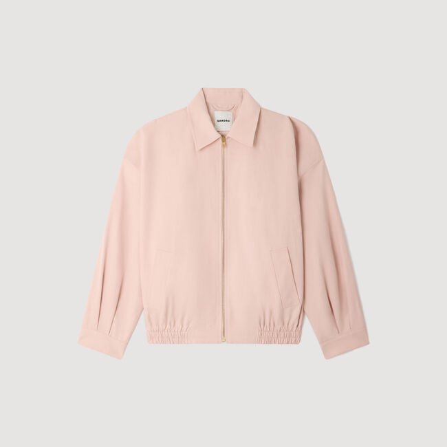 Wide cotton linen zip jacket