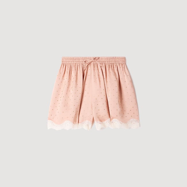 Rhinestone shorts with lace